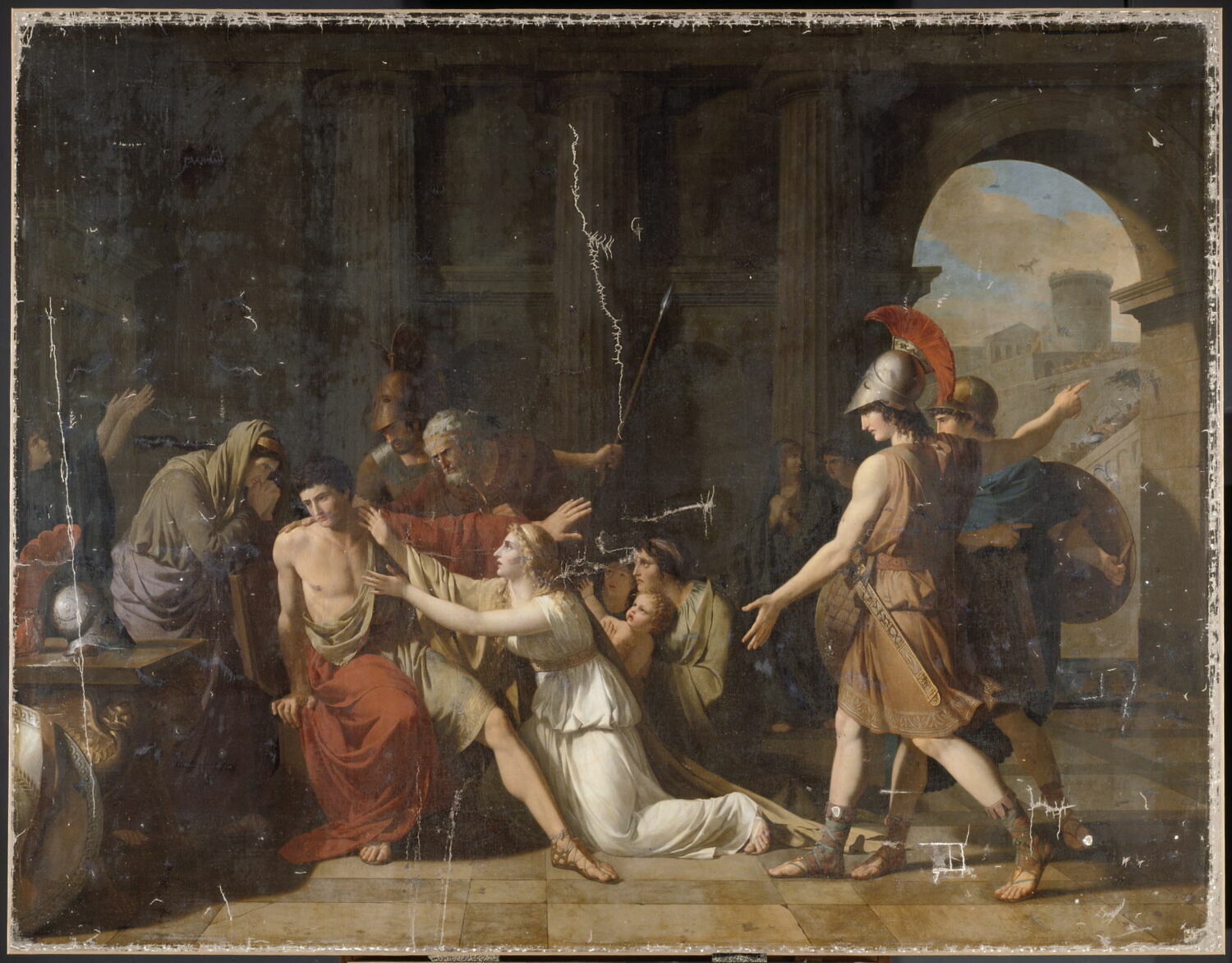 Méléagre supplié par sa famille de prendre les armes pour défendre la ville de Calydon, Ménageot, François Guillaume, 4e quart du XVIIIe siècle (1788 - 1789)