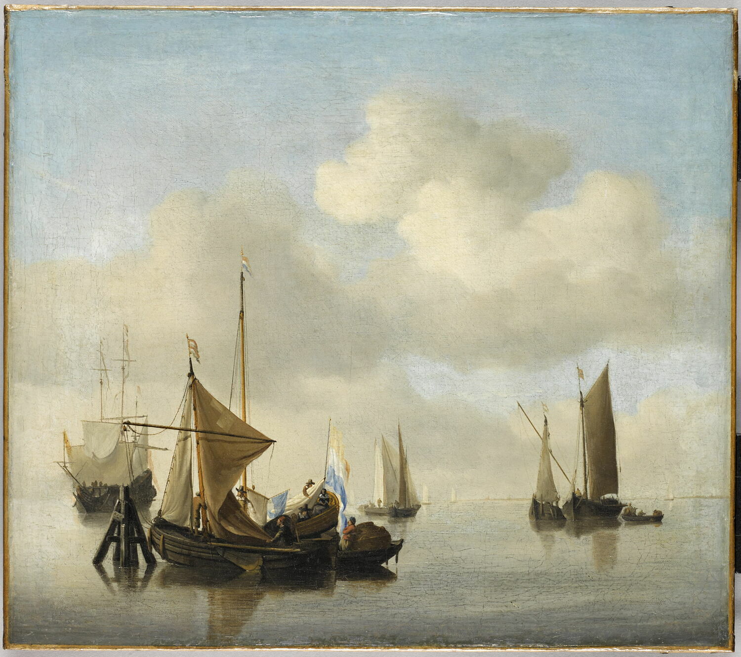 Marine par temps calme, Velde Willem, Van de, 2e moitié du XVIIe siècle (vers 1653)