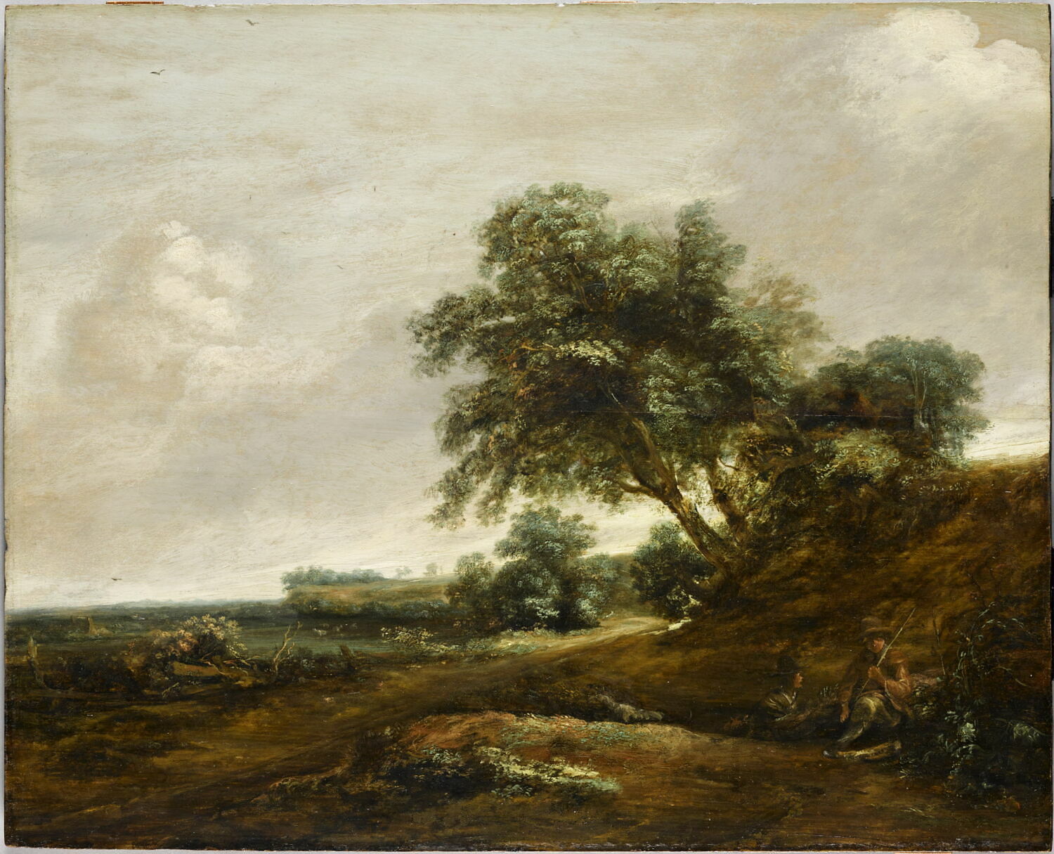 Paysage avec deux paysans au pied d'un arbre, Schalke, Cornelis van der, 2e quart du XVIIe siècle (vers 1645)