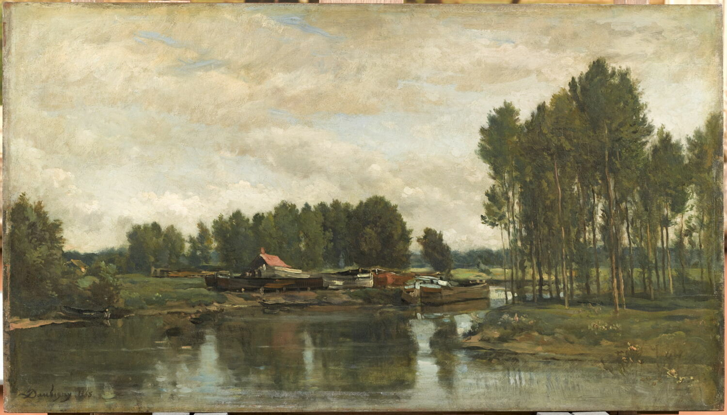 Bateaux sur l'Oise., Daubigny, Charles-François, 3e quart du XIXe siècle (1865)