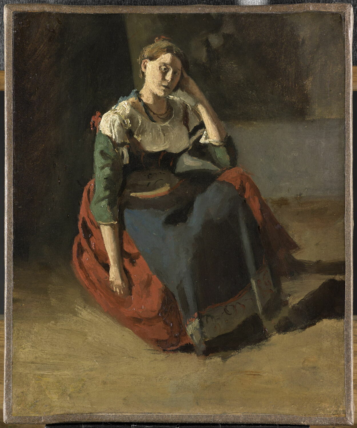 Italienne assise, accoudée sur son genou., Corot, Jean-Baptiste Camille, 2e quart du XIXe siècle (1825 - 1850)