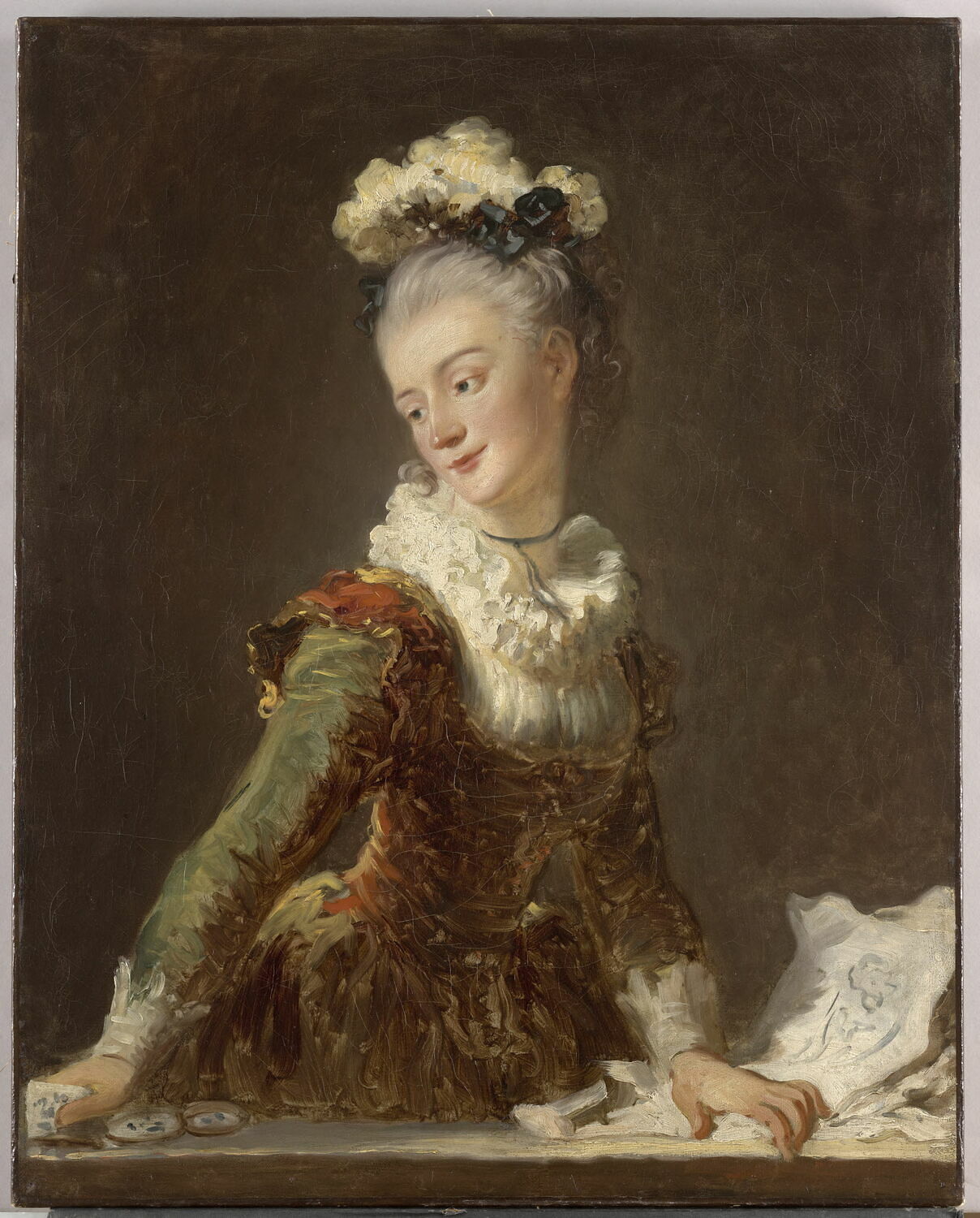 Portrait de Marie-Anne-Eléonore, comtesse de Grave (1730-1807), dit autrefois Portrait de Marie-Madeleine Guimard (1743-1816)., Fragonard, Jean-Honoré, 3e quart du XVIIIe siècle (vers 1769)