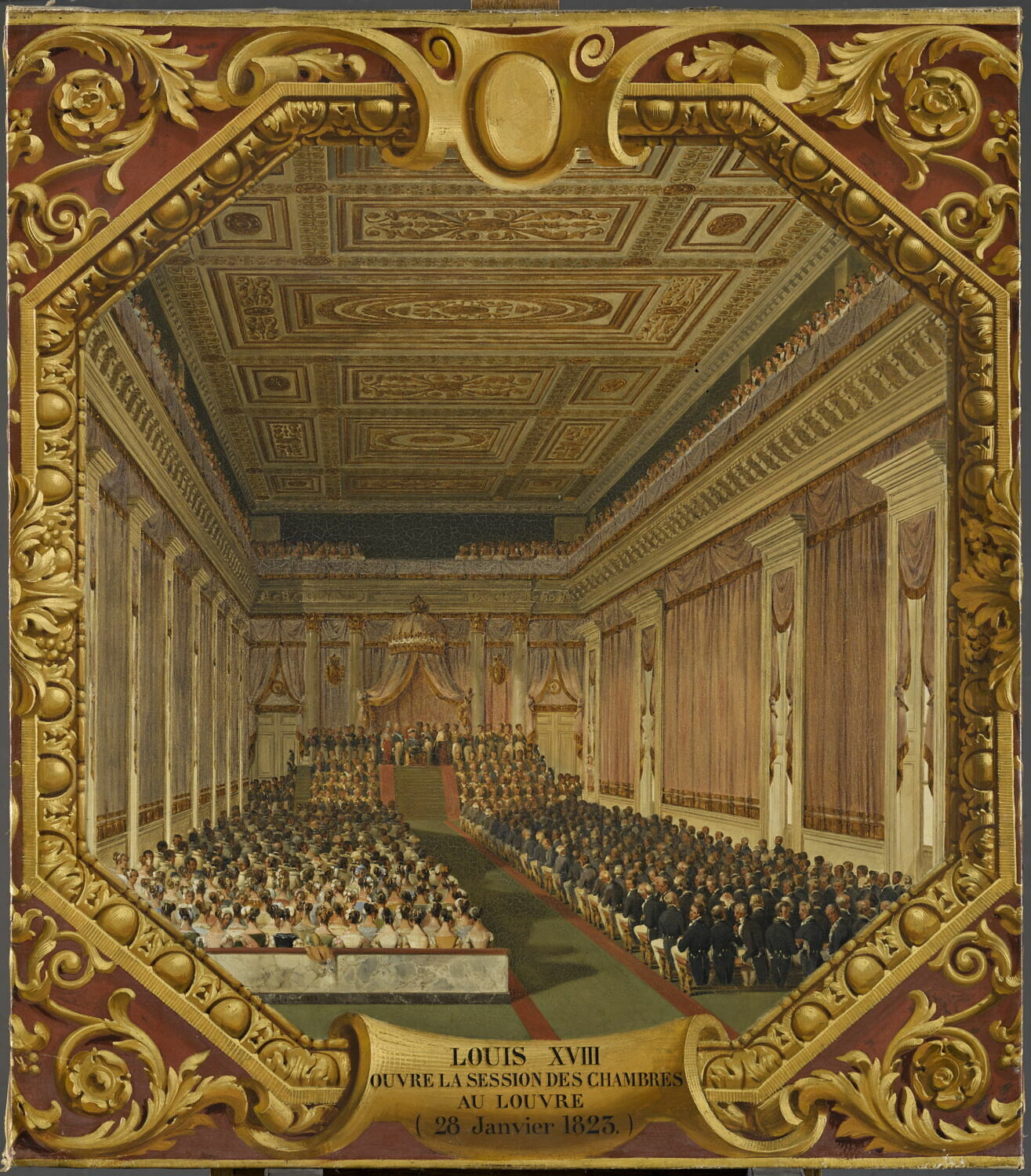 Séance royale pour l'ouverture de la session des chambres au Louvre, 28 janvier 1823, Renoux, Charles Caïus, 2e quart du XIXe siècle (1843)