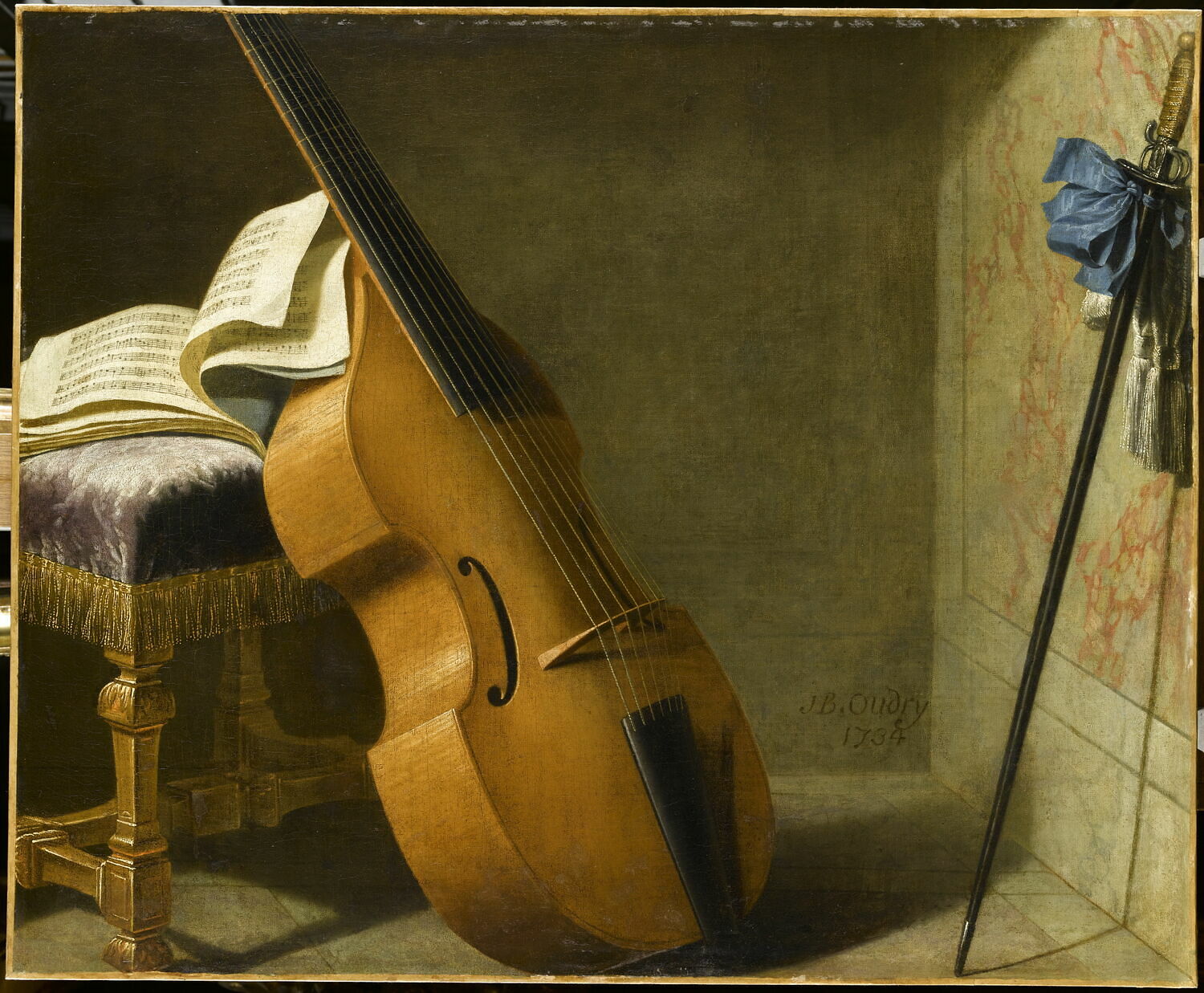 Basse, cahier de musique et épée, Boyer, Michel, XVIIe siècle (1693)