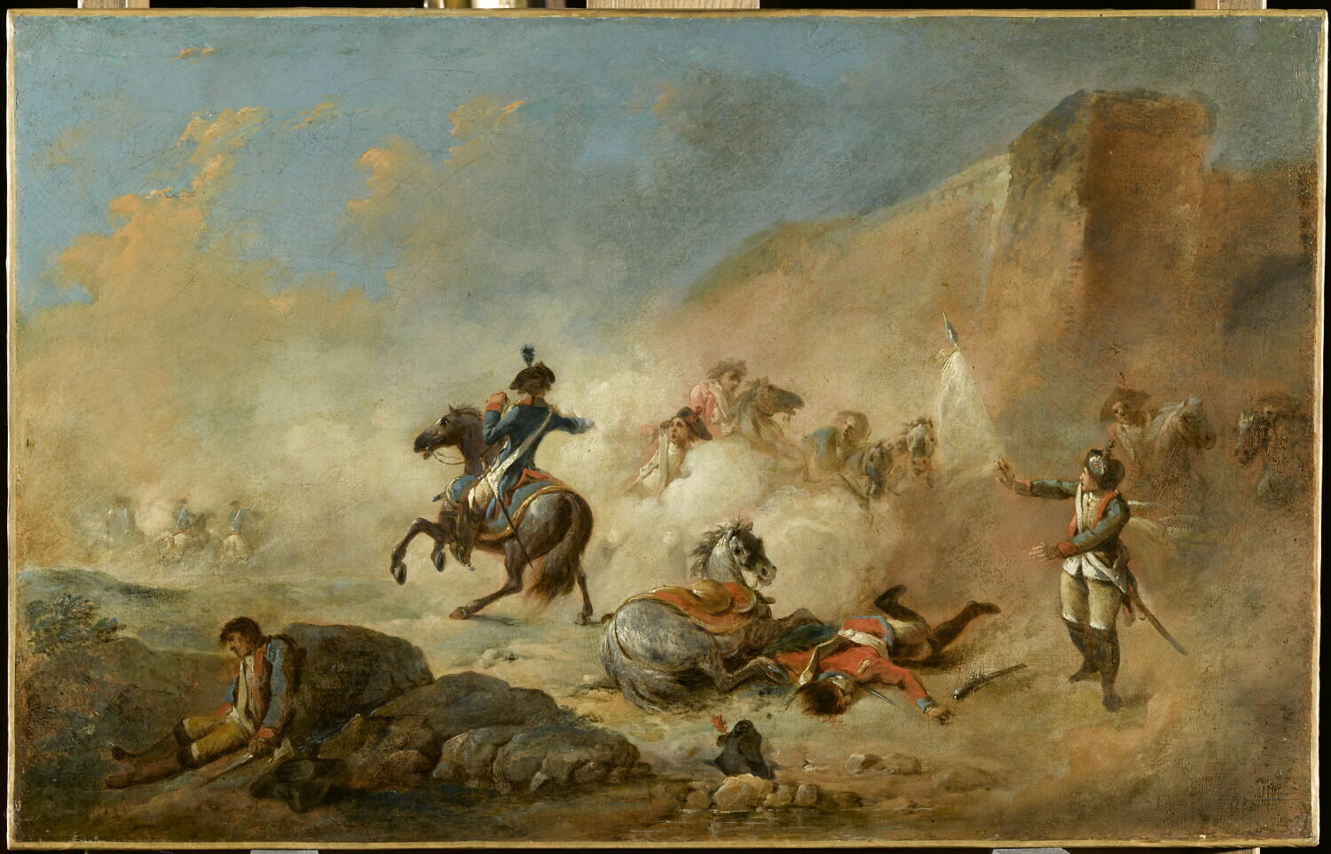 Choc de cavaliers, dit aussi : Choc de cavaleries française et anglaise., ou : Combat de cavaliers français et anglais., Gamelin, Jacques, 4e quart du XVIIIe siècle (1799)