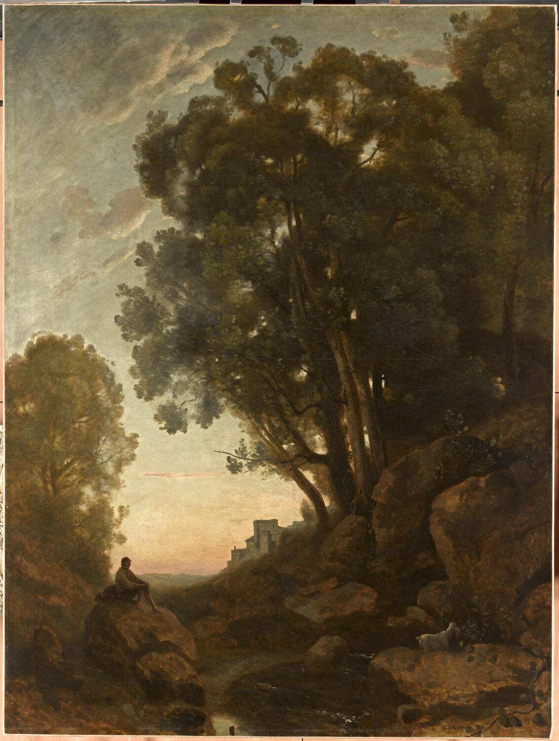 Le chevrier italien. Effet de soleil couchant., Corot, Jean-Baptiste Camille, 2e quart du XIXe siècle (1848)