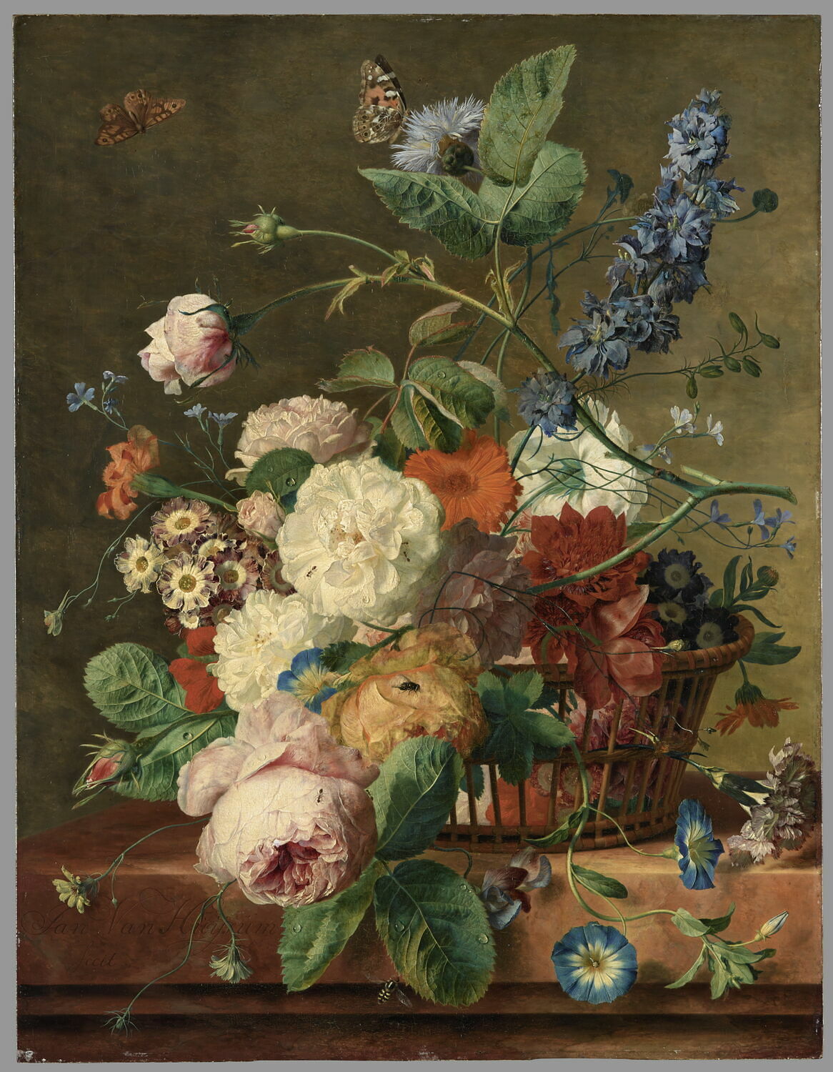 Corbeille de fleurs avec deux papillons, Huysum, Jan van, 1e moitié du XVIIIe siècle (1700 - 1750)