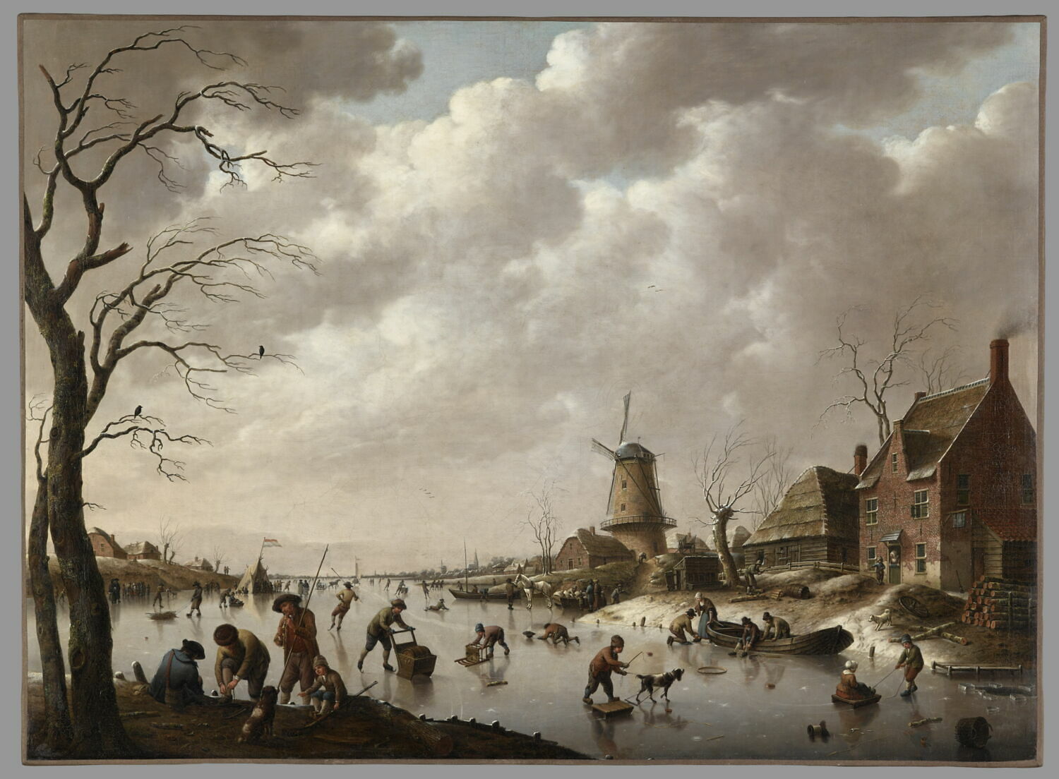 Patineurs sur un canal glacé, Schweickhardt, Heinrich Wilhelm, XVIIIe siècle (1779)