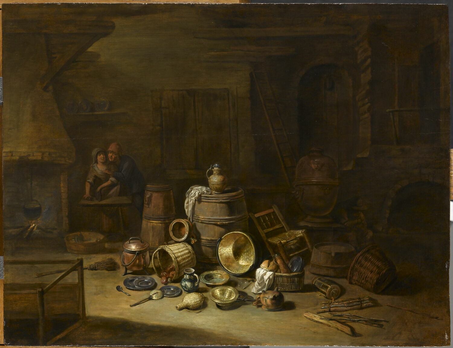 Intérieur rustique avec couple galant, Anonyme, XVIIe siècle (1600 - 1700)