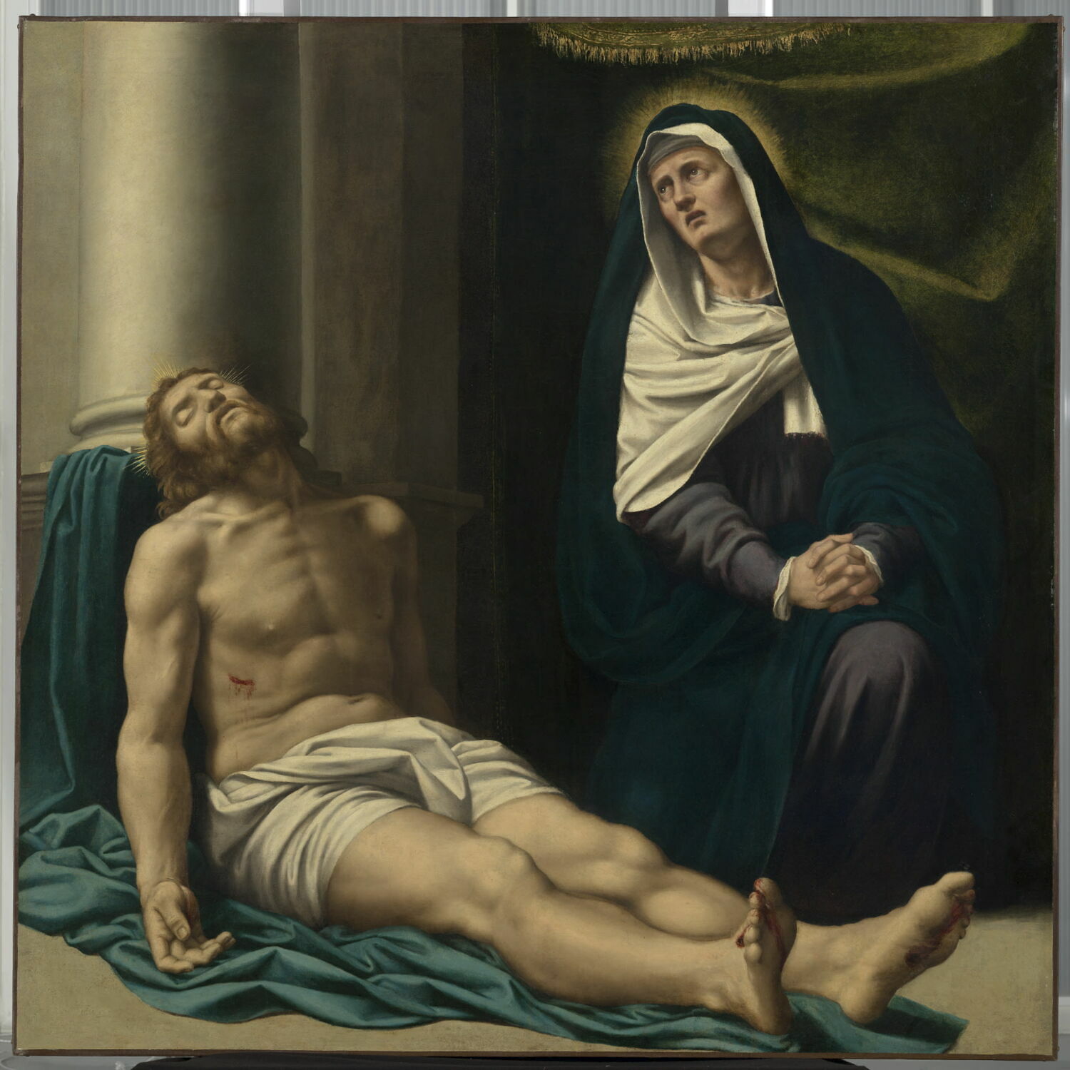 La Vierge pleurant le Christ mort, Gatti, Bernardino, dit Il Sojaro, 2e quart du XVIe siècle (vers 1528)