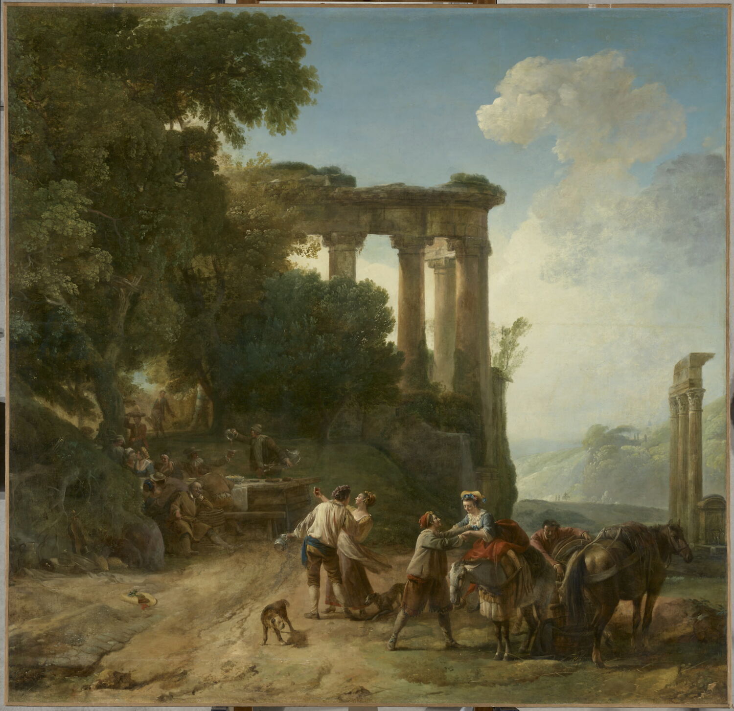 Halte de voyageurs., Houel, Jean-Pierre, 3e tiers du XVIIIe siècle (vers 1774)