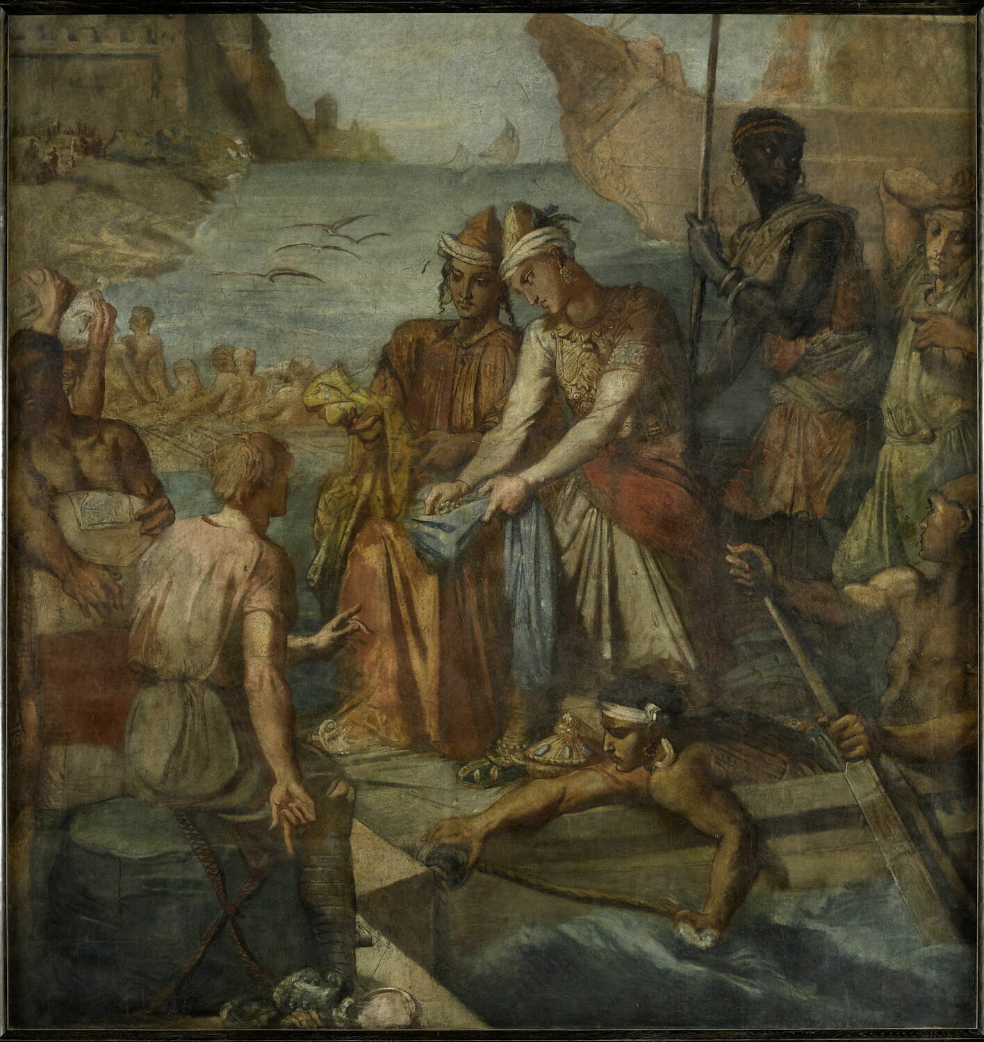 Marchands orientaux dans un port occidental., Chassériau, Théodore, 2e quart du XIXe siècle (1825 - 1850)