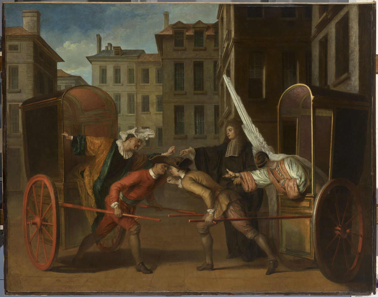 Les Deux carrosses., Gillot, Claude, 1e quart du XVIIIe siècle (vers 1707)