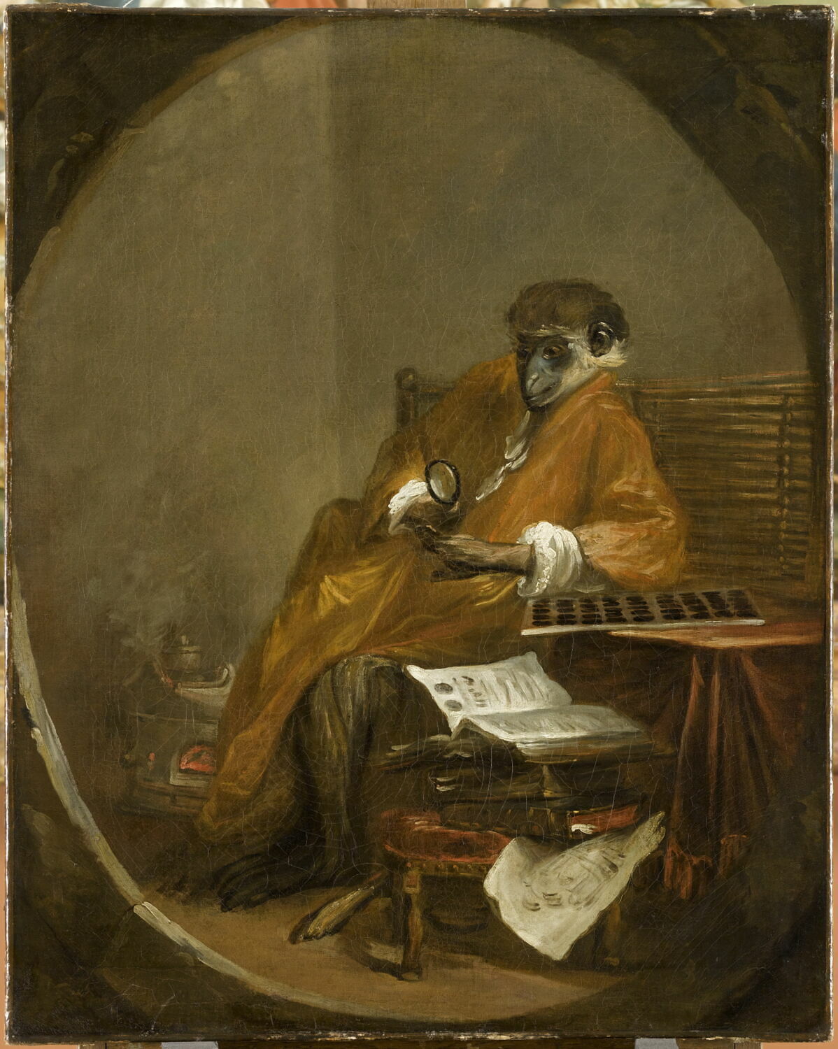 Le Singe antiquaire, Chardin, Jean Baptiste Siméon, 2e quart du XVIIIe siècle (1740)