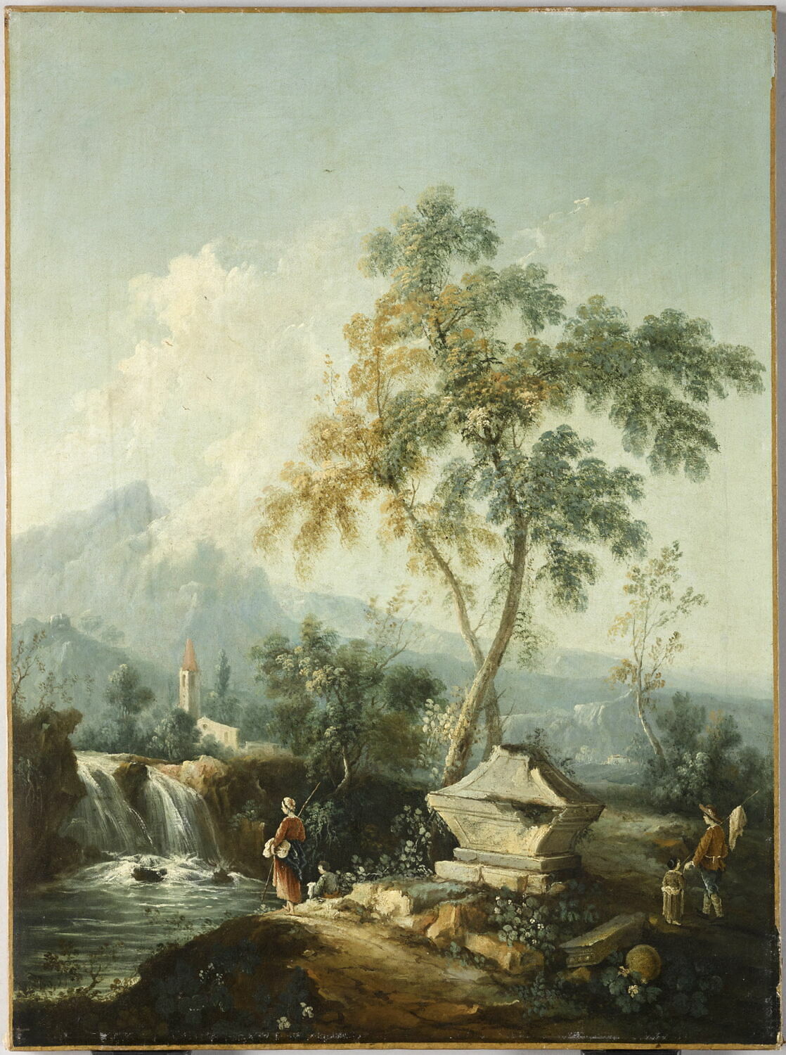 Paysage avec tombeau en ruines, Anonyme, XVIIIe siècle (1700 - 1800)