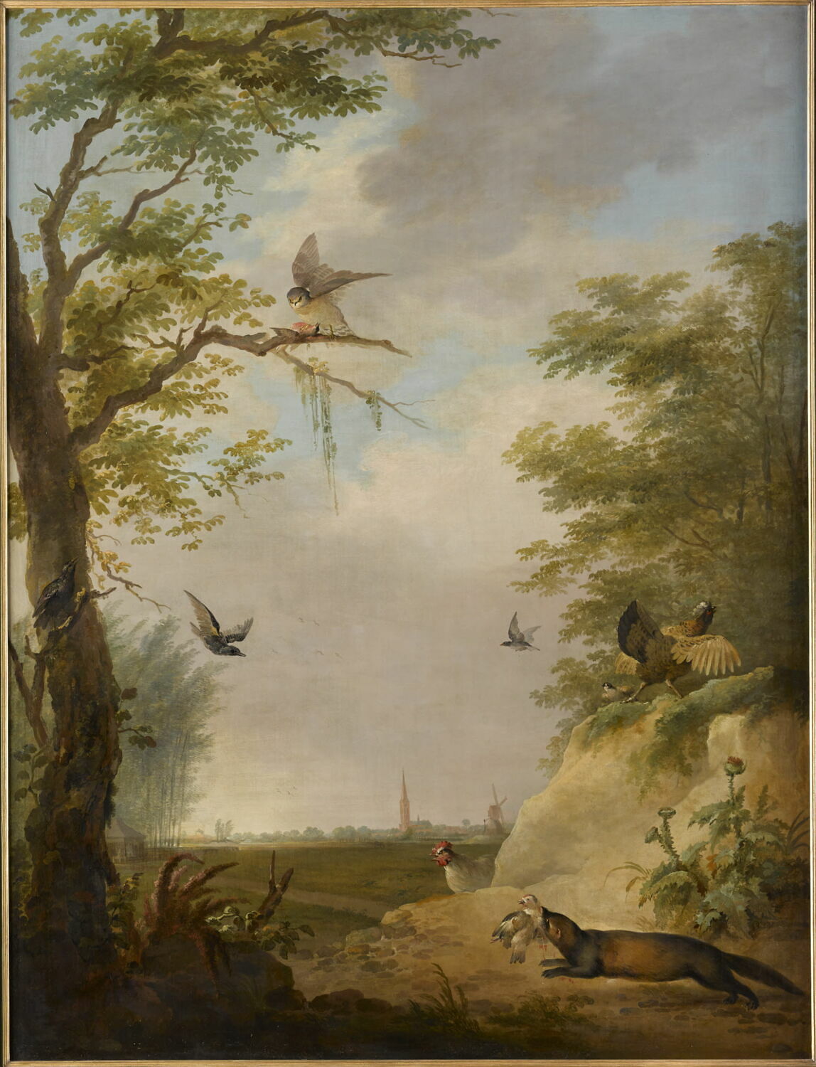 Panneau décoratif (paysage avec phoque et oiseaux), Schouman, Aert, XVIIIe siècle (1700 - 1800)