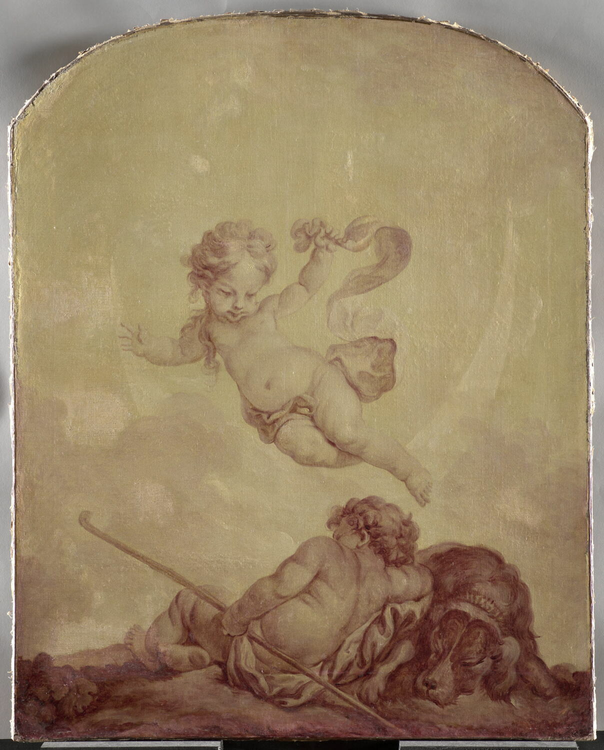 La Nuit. Amours (dessus-de-porte monochrome rose), Boucher, François, XVIIIe siècle (1700 - 1800)