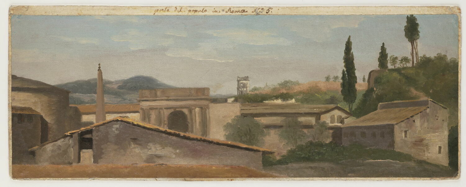 Vue de la Porte du Peuple à Rome, Valenciennes, Pierre de, 4e quart du XVIIIe siècle (1782 - 1784)