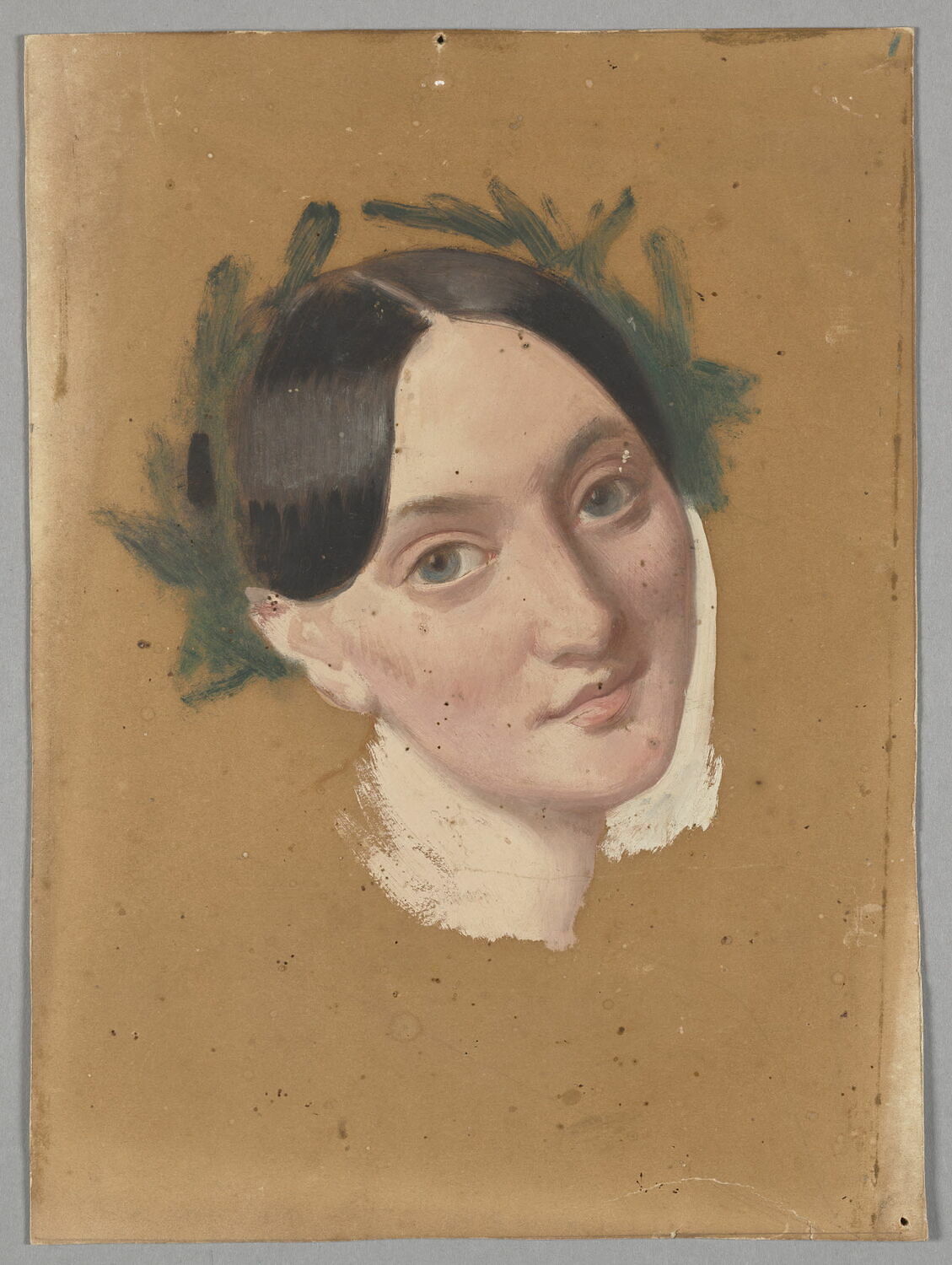Tête de femme de trois quarts à gauche couronnée de laurier. Madame Jules Janin, Mottez, Victor, XIXe siècle (1800 - 1900)