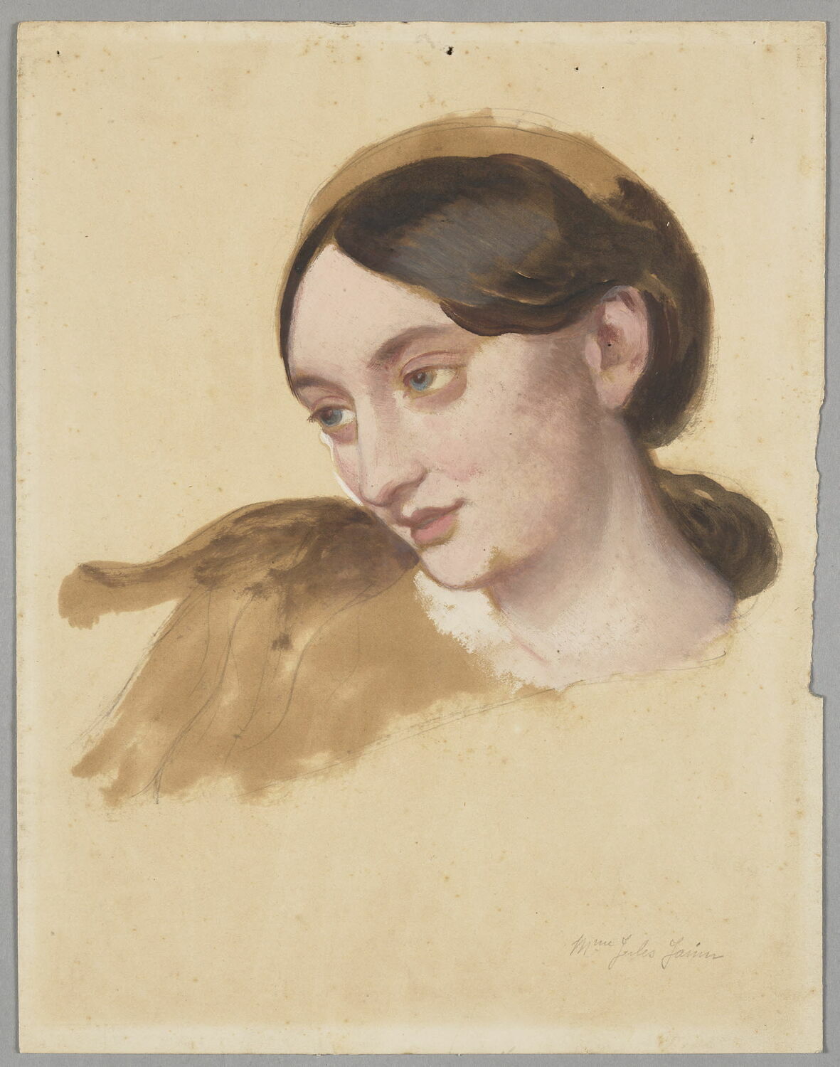 Tête de femme à bandeaux plats. Madame Jules Janin, Mottez, Victor, XIXe siècle (1800 - 1900)