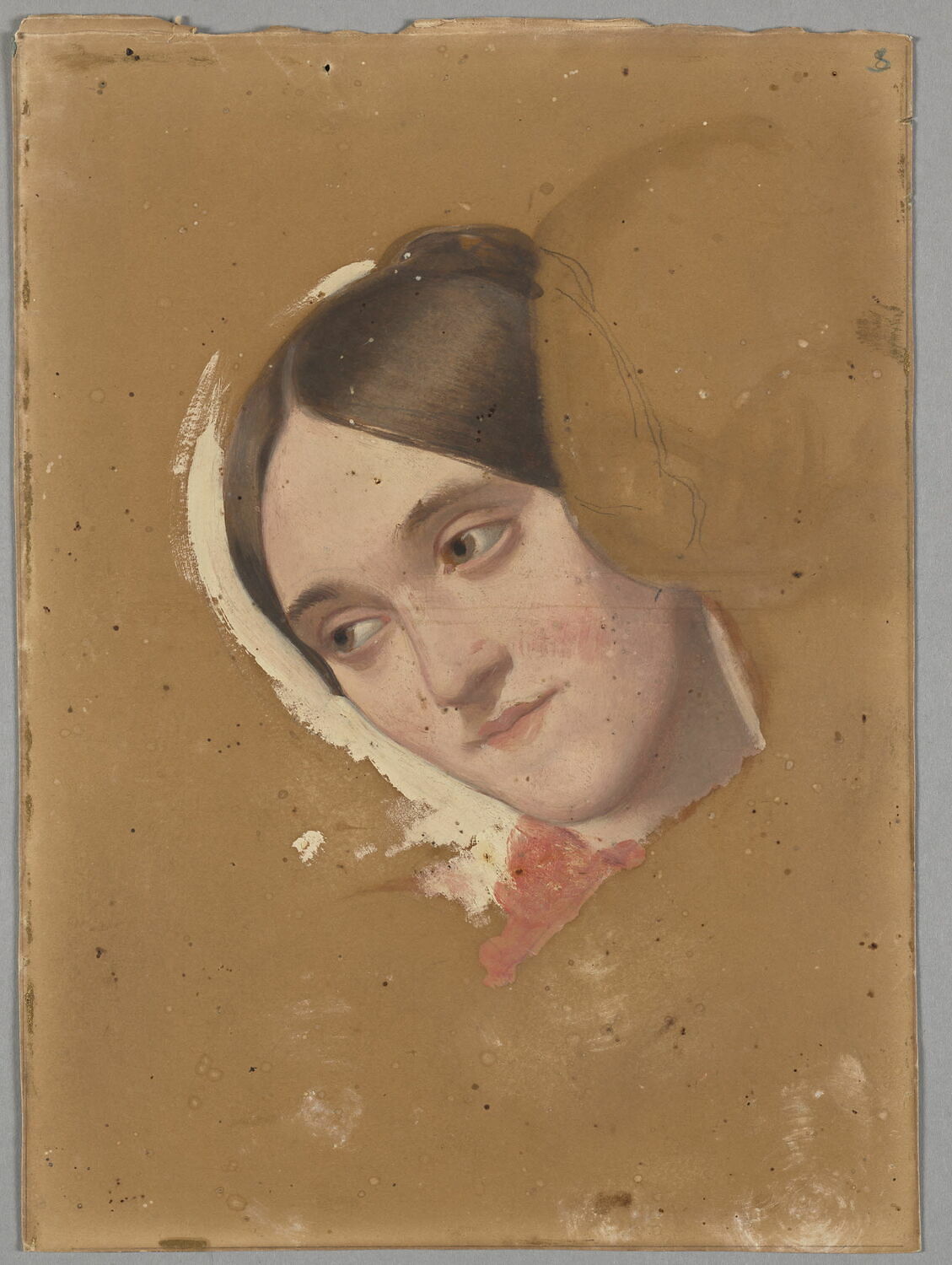 Tête de femme à bandeaux plats. Madame Desaux (Henriette Brown artiste peintre), Mottez, Victor, XIXe siècle (1800 - 1900)