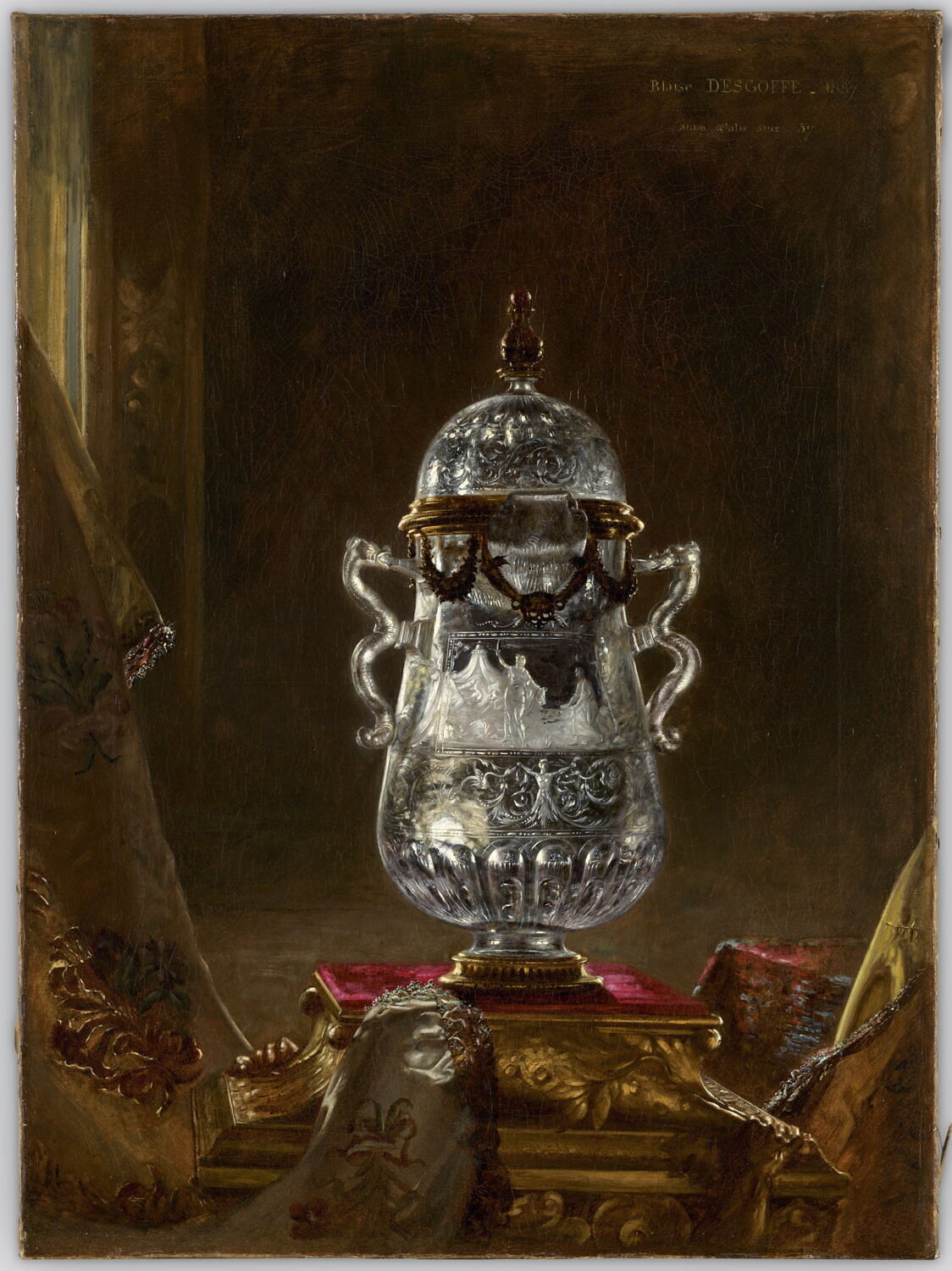 Nature morte au vase en cristal de roche du musée du Louvre, Desgoffe, Blaise Alexandre, 4e quart du XIXe siècle (1887)