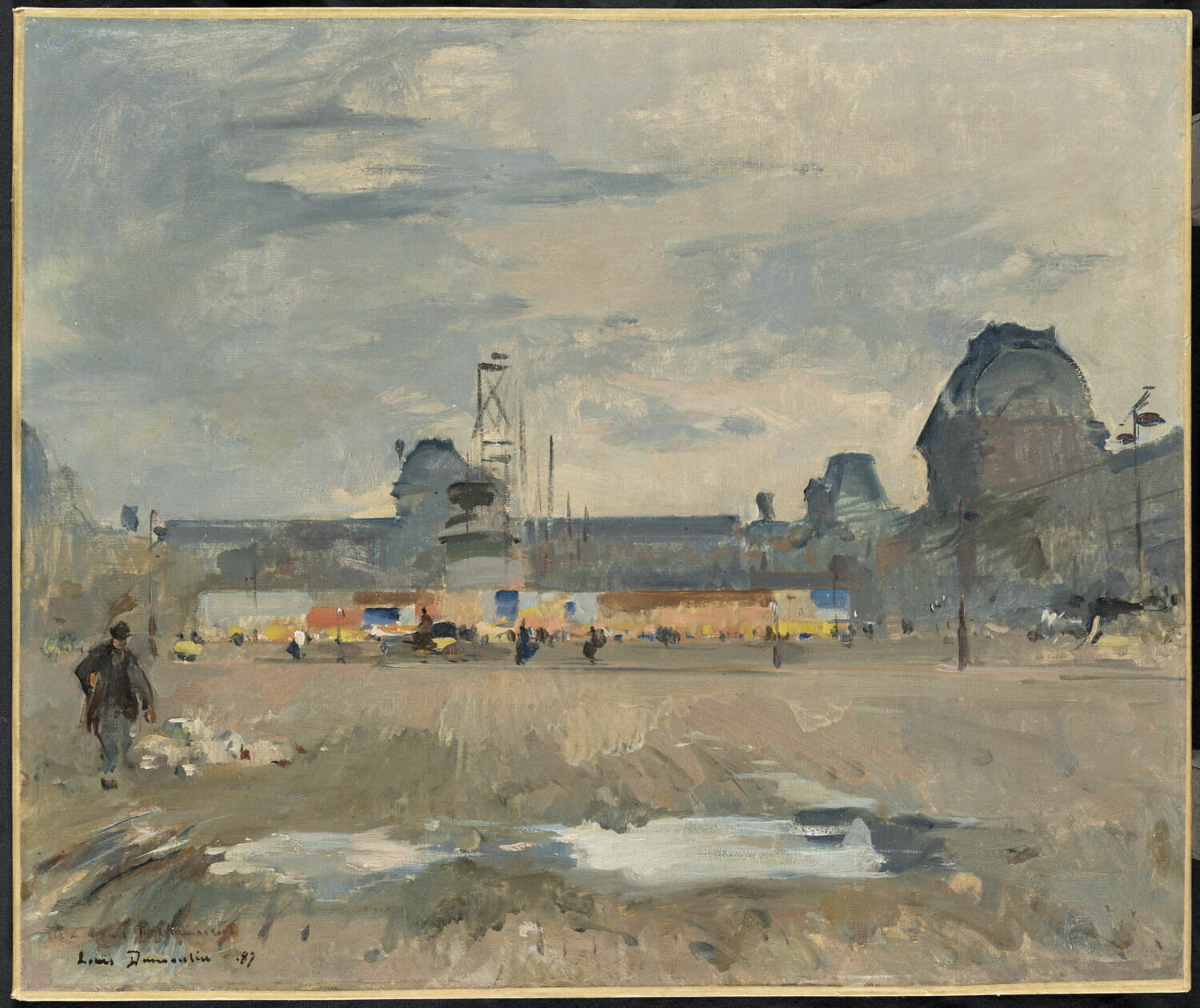 La Place du Carrousel lors de la construction du monument à Gambetta, 1887, Dumoulin, Louis, 4e quart du XIXe siècle (1887)