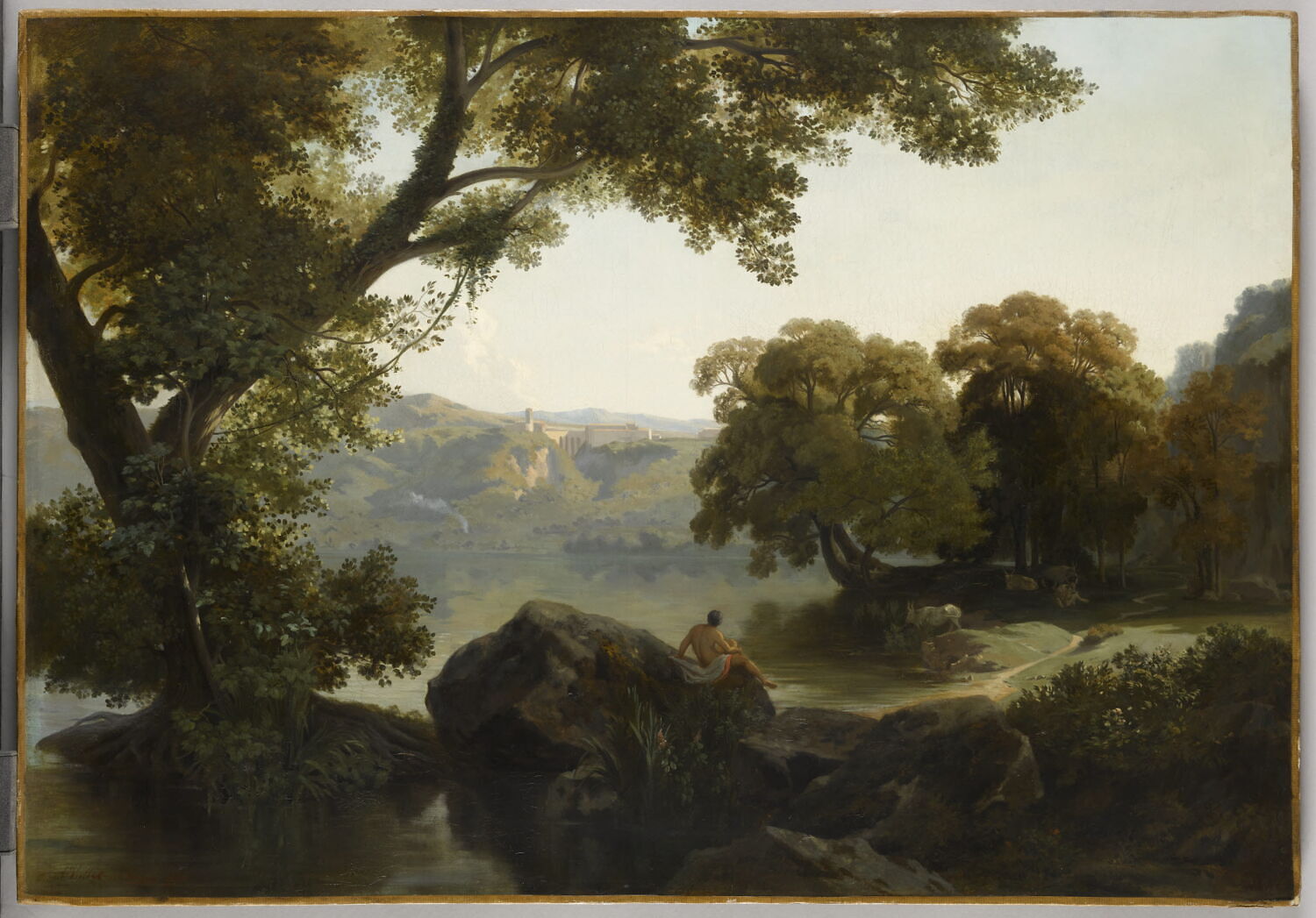 Paysage : le matin sur le lac de Némi, Viollet-Le-Duc, Adolphe Étienne, Milieu du XIXe siècle (1850)