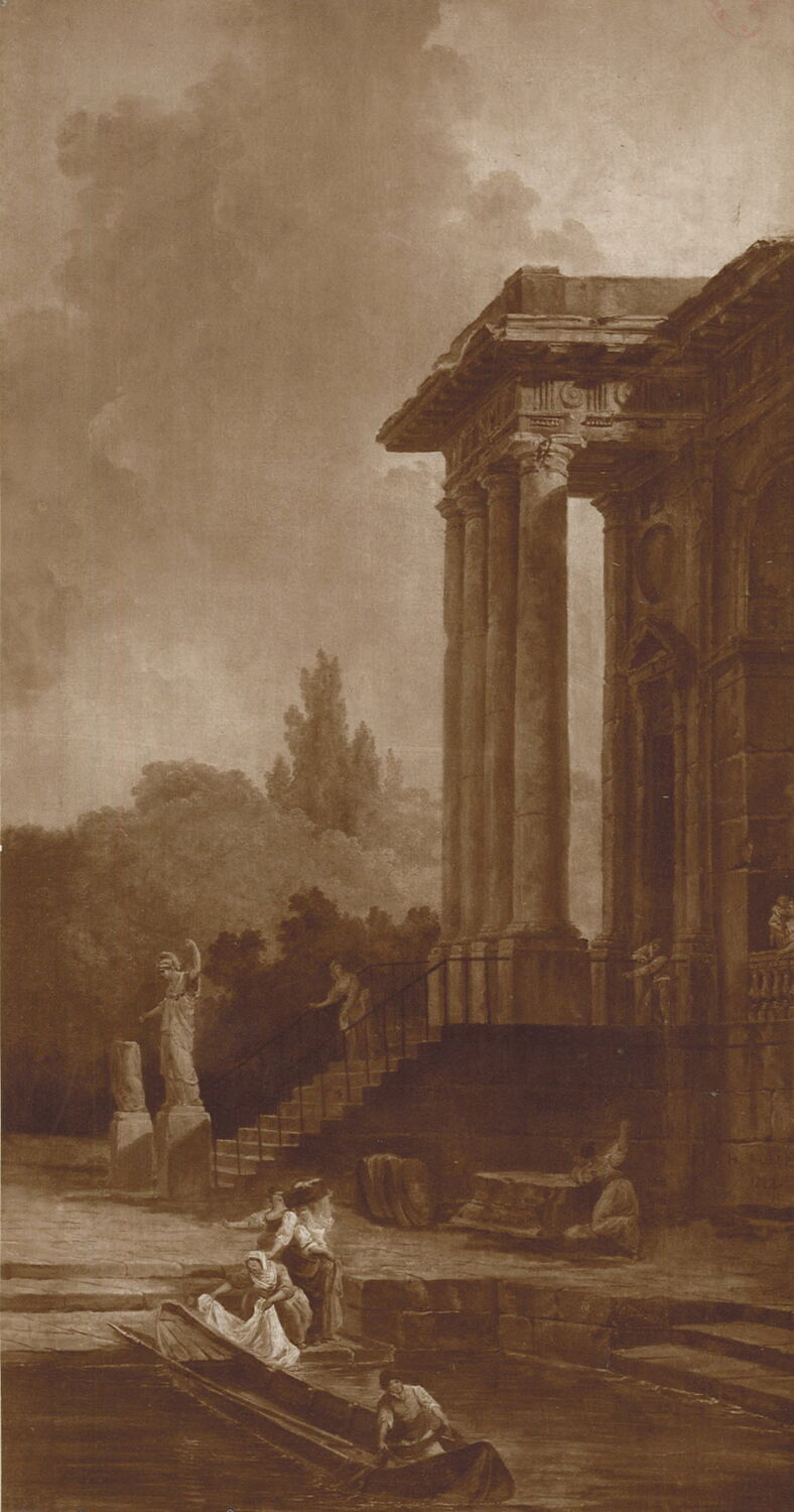 Le Portique en ruines. Pêcheur et laveuses, Юбер Робер, последняя четверть XVIII века (1783)