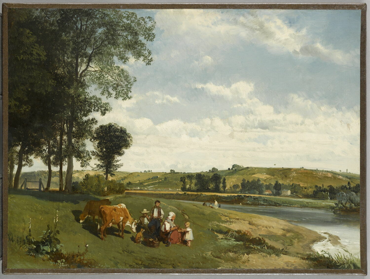 Famille de paysans au bord de l'eau, Le Poittevin, Eugène, XIXe siècle (1800 - 1900)