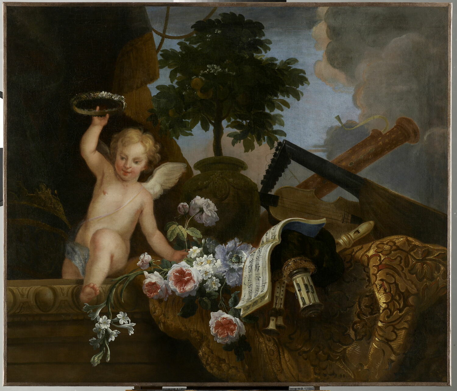 Amour jouant avec des fleurs, Damoiselet, Florentin, 2e moitié du XVIIe siècle (1684)