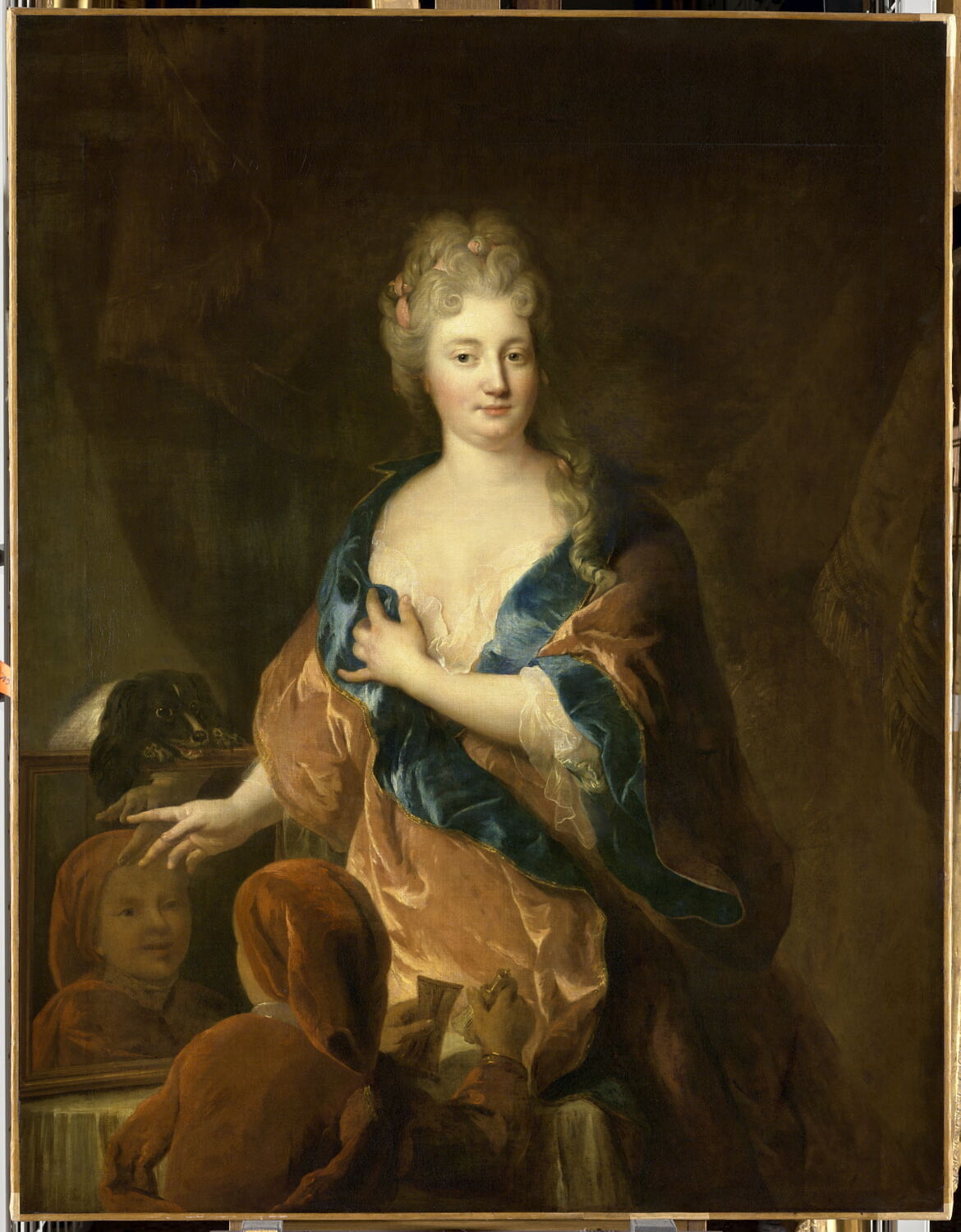 Portrait de femme avec un enfant qui se regarde dans un miroir, François de Troy, 1704