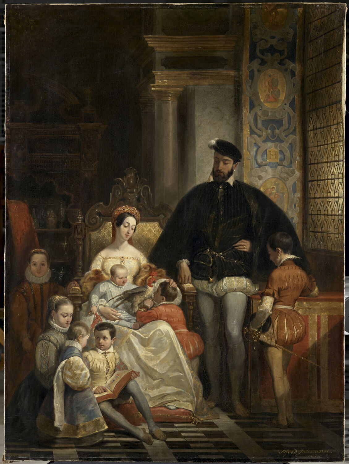 Henri II, roi de France, Catherine de Médicis et leurs enfants, Johannot, Alfred, 2e quart du XIXe siècle (1835)