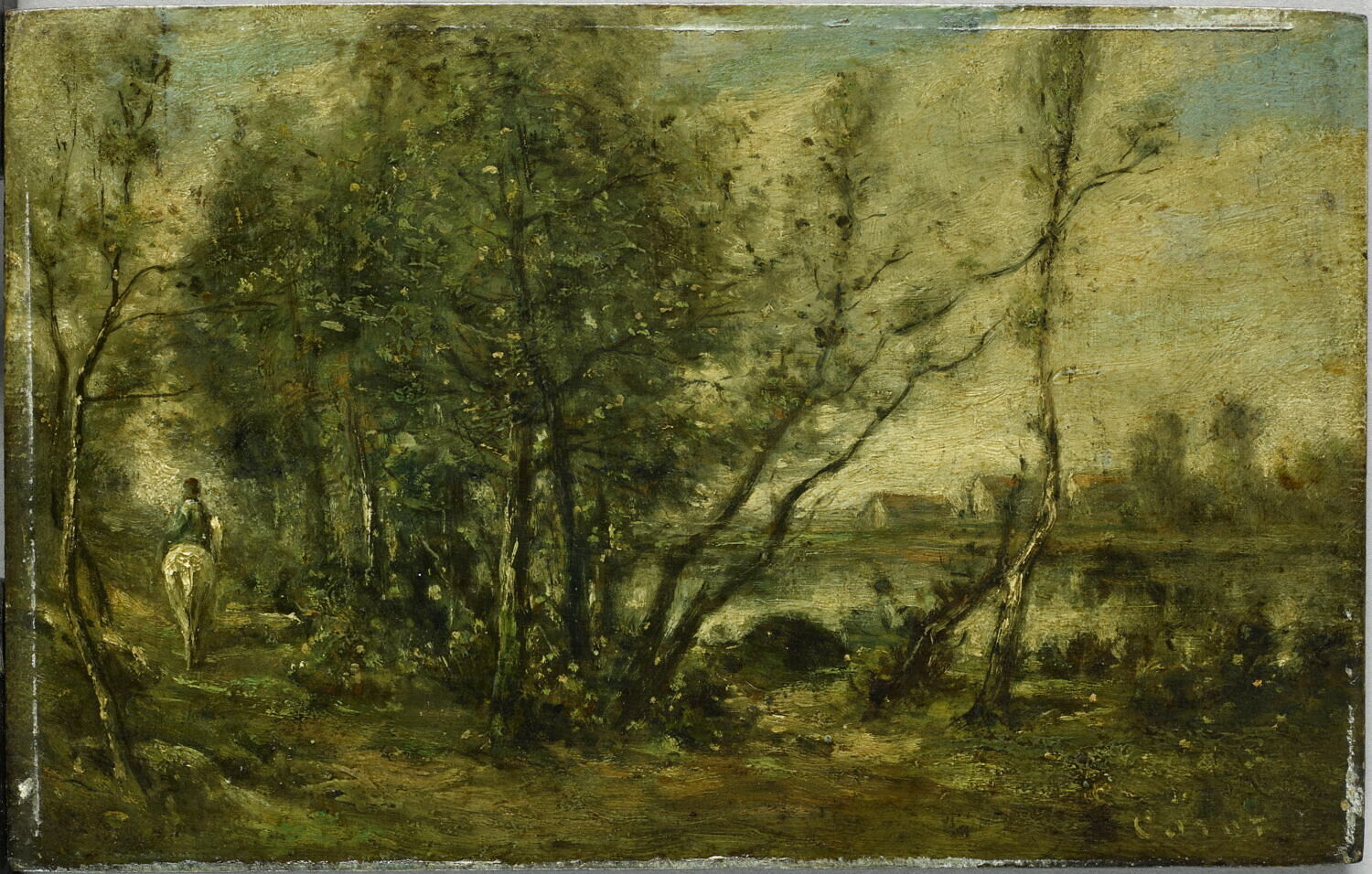 Paysage avec un cavalier., Corot, Jean-Baptiste Camille, XIXe siècle (1800 - 1900)