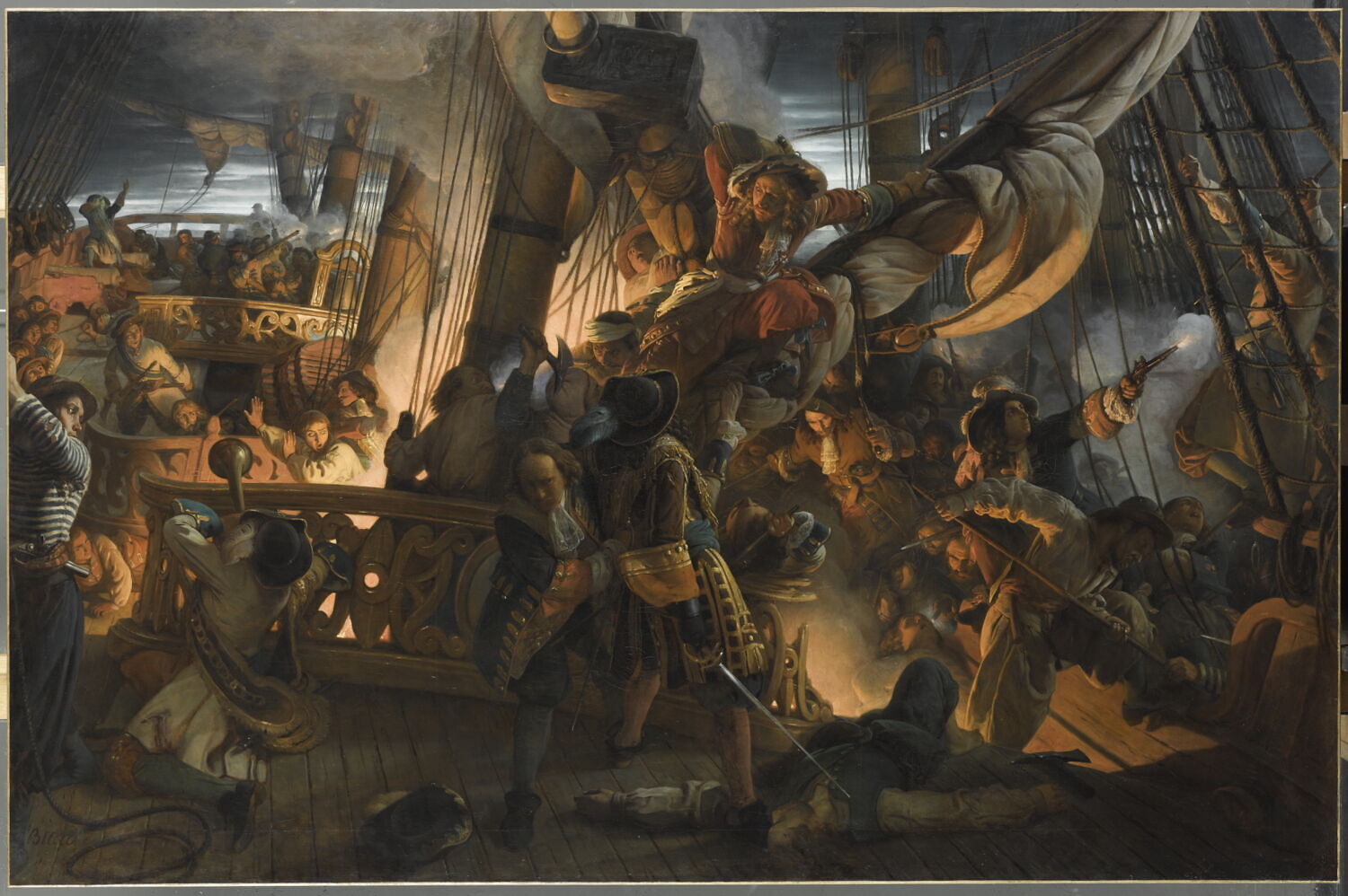 Abordage d'un vaisseau hollandais par Jean Bart, le 29 juin 1694, Biard, François, 2e quart du XIXe siècle (1843)