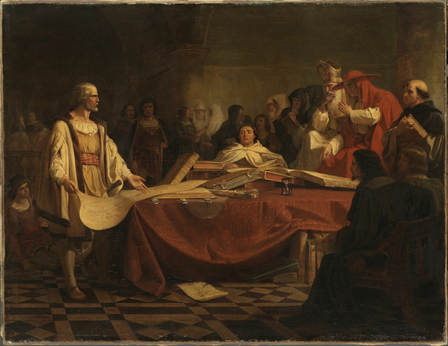 Christophe Colomb devant le conseil de Salamanque, Leutze, Emanuel, 2e quart du XIXe siècle (1841)