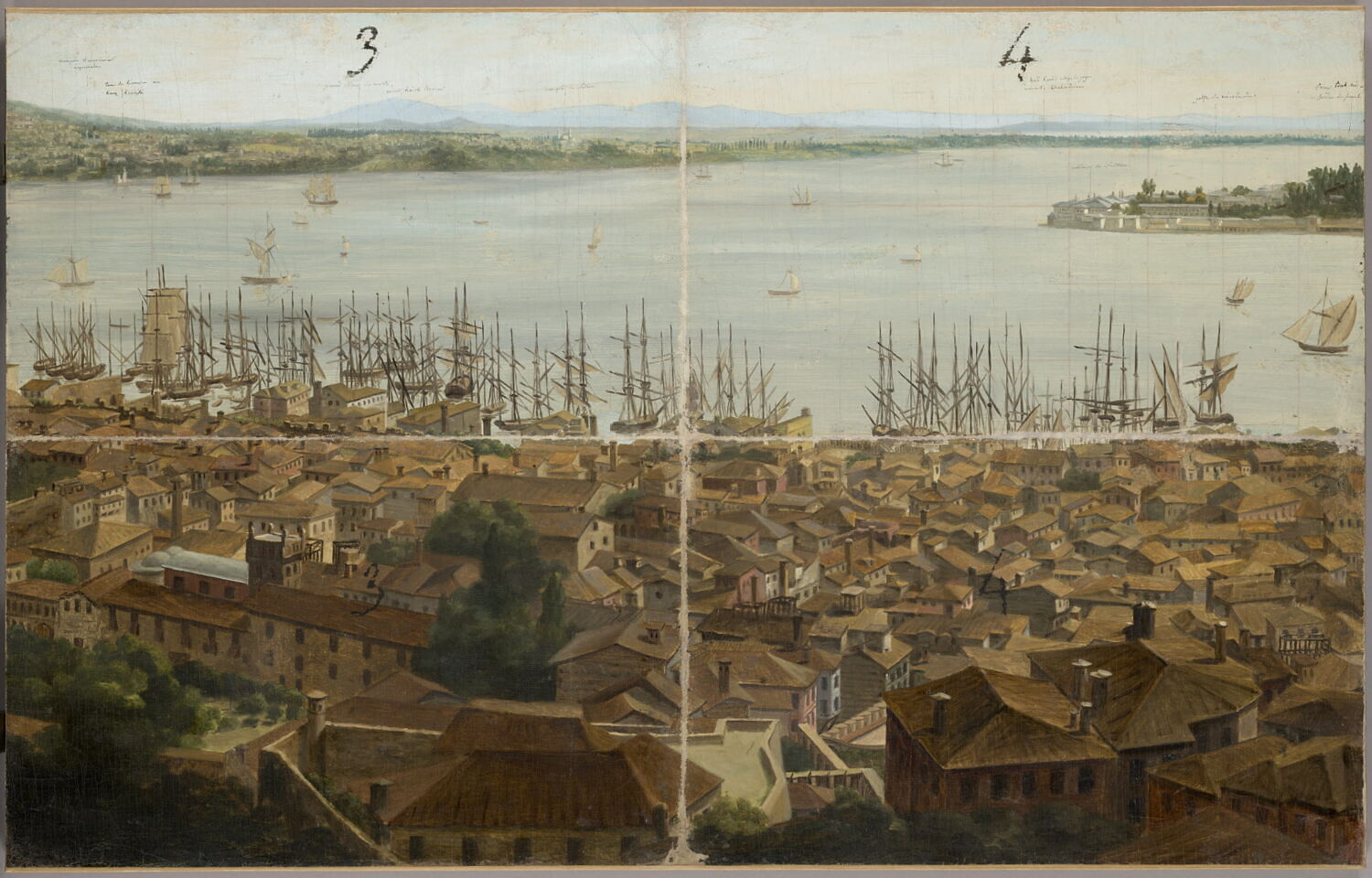 Panorama de Constantinople (divise en 16 compartiments numérotés), Prévost, Pierre, XIXe siècle (1800 - 1900)