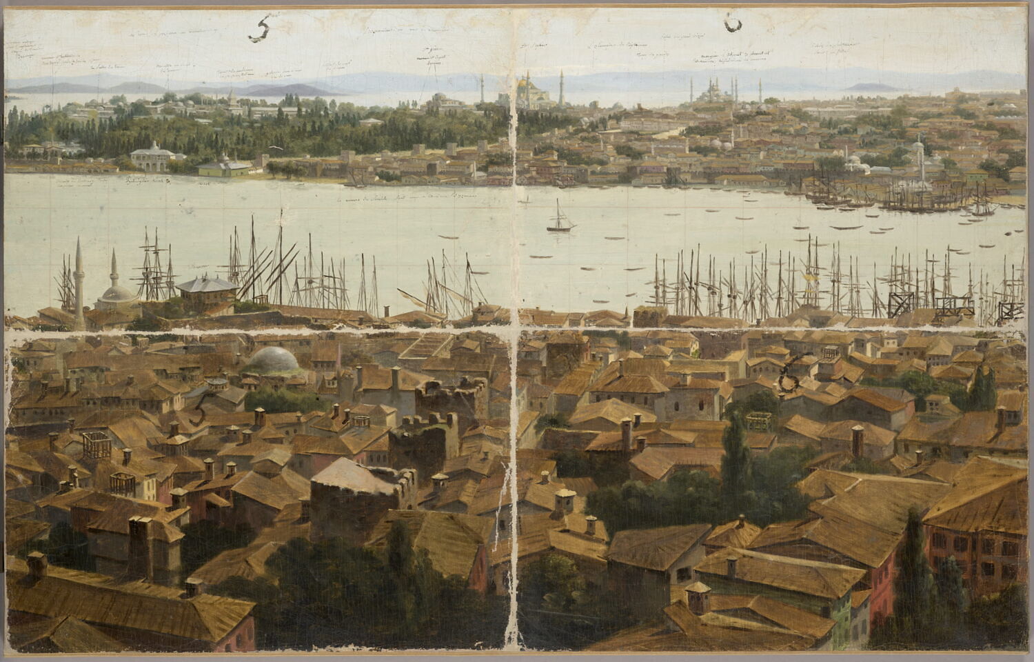 Panorama de Constantinople (divise en 16 compartiments numérotés), Prévost, Pierre, XIXe siècle (1800 - 1900)