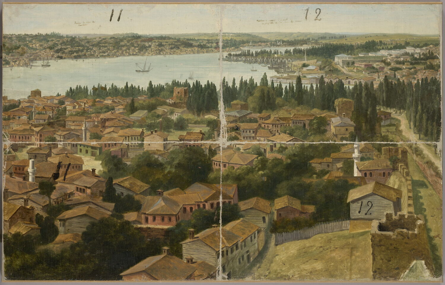 Panorama de Constantinople (divise en 16 compartiments numérotés), Prévost, Pierre, XIXe siècle (1800 - 1900)