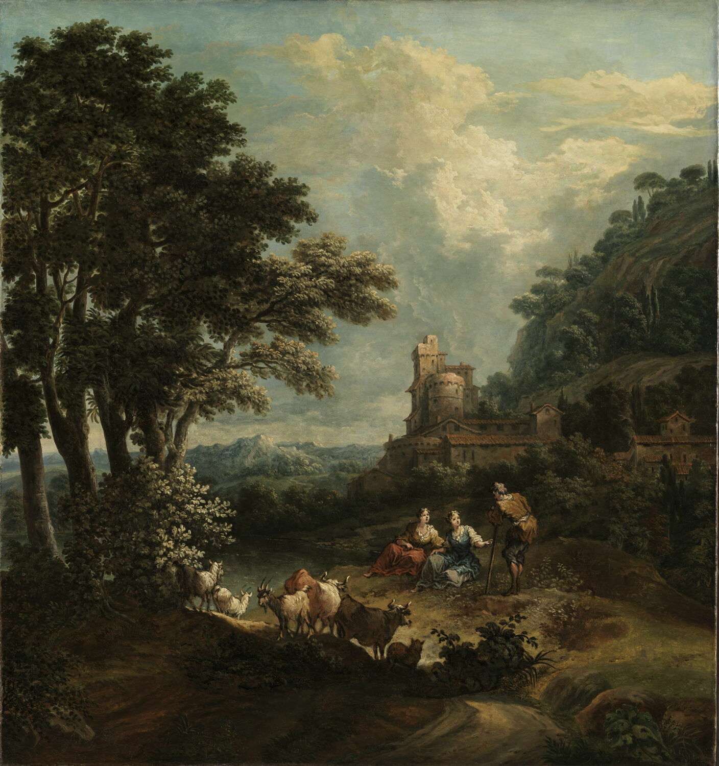 Paysage avec des bergers, Domenchin de Chavanne, Pierre-Salomon, 2e quart du XVIIIe siècle (1737)