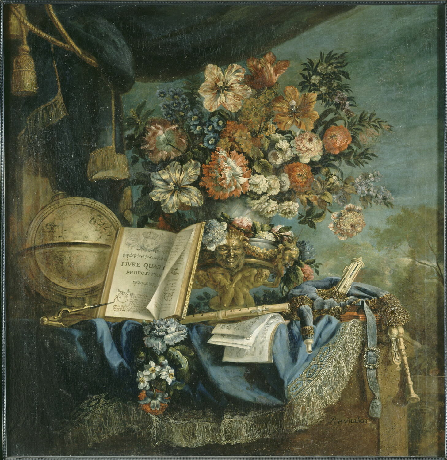 Nature morte à la mappemonde, Huilliot, Pierre-Nicolas, 1e moitié du XVIIIe siècle (1700 - 1750)
