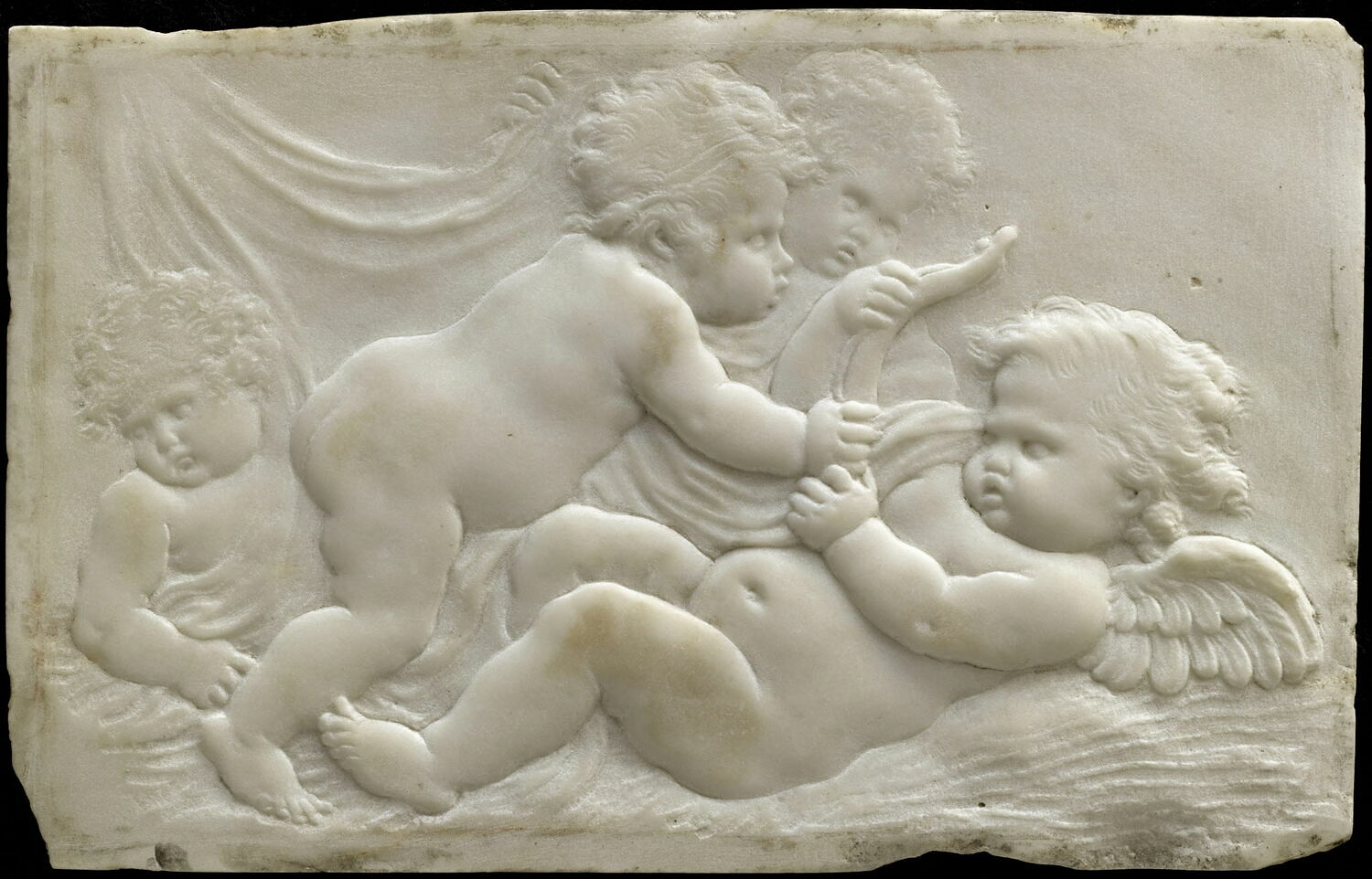 Deux enfants arrachant un arc retenu par un Amour renversé à terre, Van Opstal, Gérard, avant - 1668