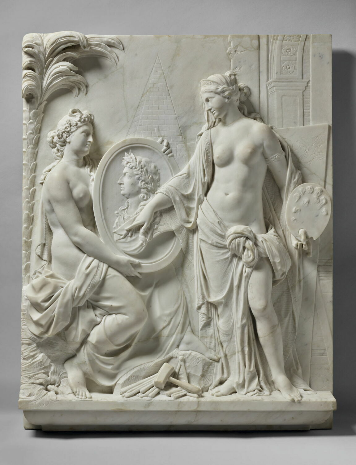 La Sculpture présentant à la Peinture le médaillon du Roy, Prou, Jacques, le Jeune, 1682