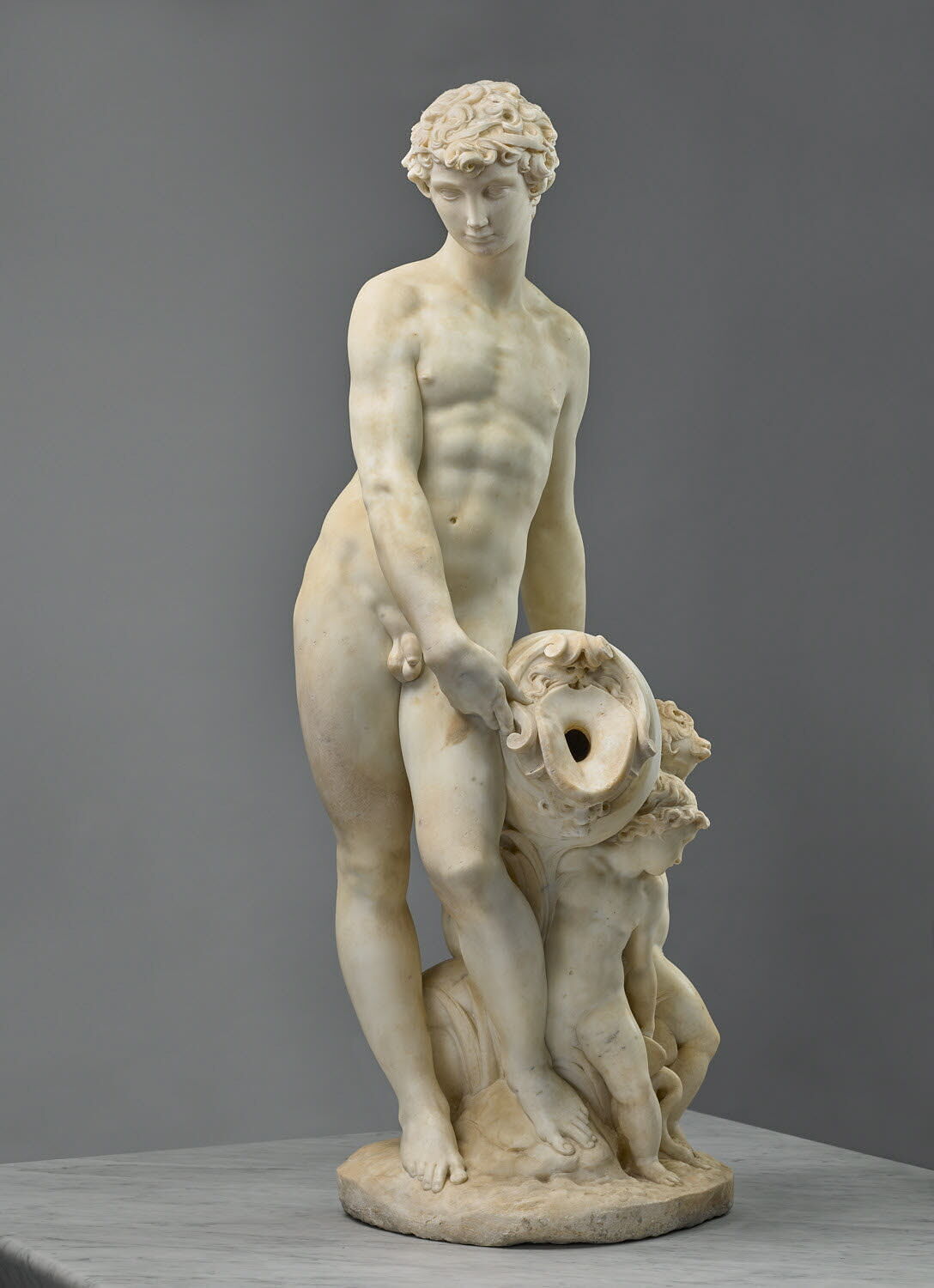 Jeune Fleuve accompagné de trois enfants, Vinci, Pierino da, vers 1547 - 1548