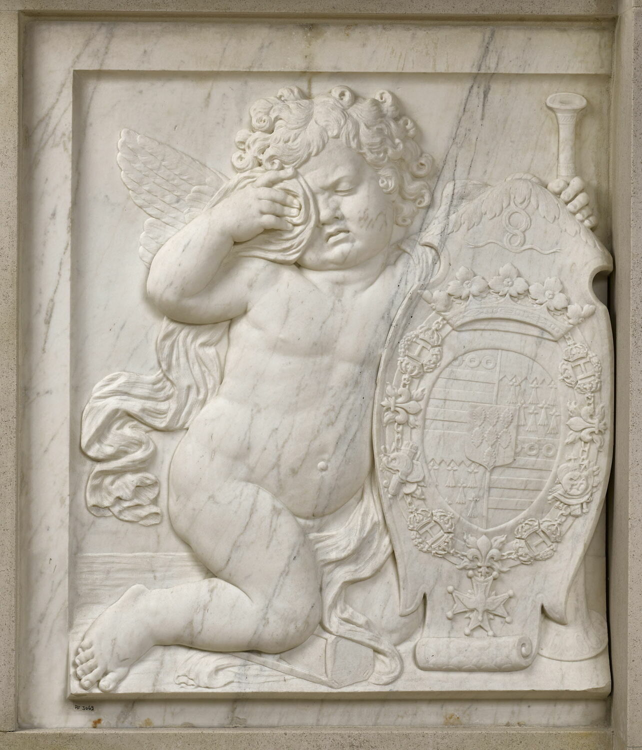 Génie funéraire soutenant les armoiries de Charles de La Vieuville, Guérin, Gilles, 1666