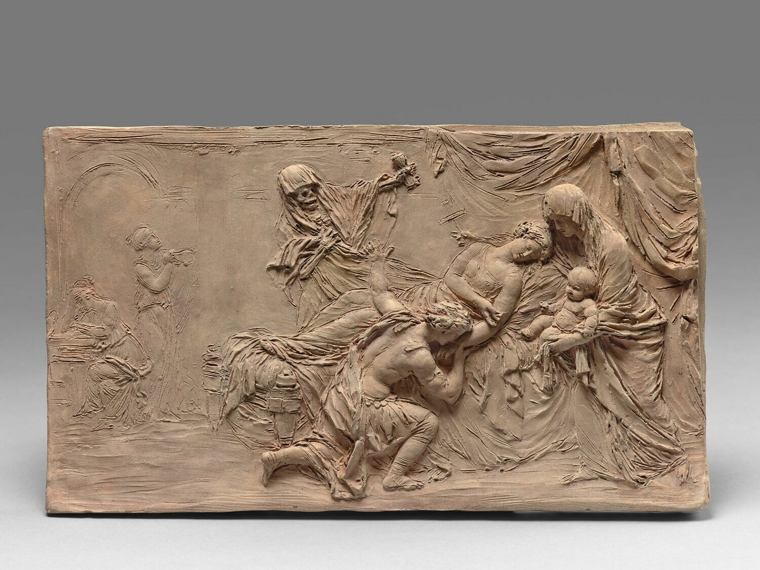 Une femme qui, en expirant, montre à son époux le fils qu'elle lui laisse, Michel, Claude dit Clodion, 1773