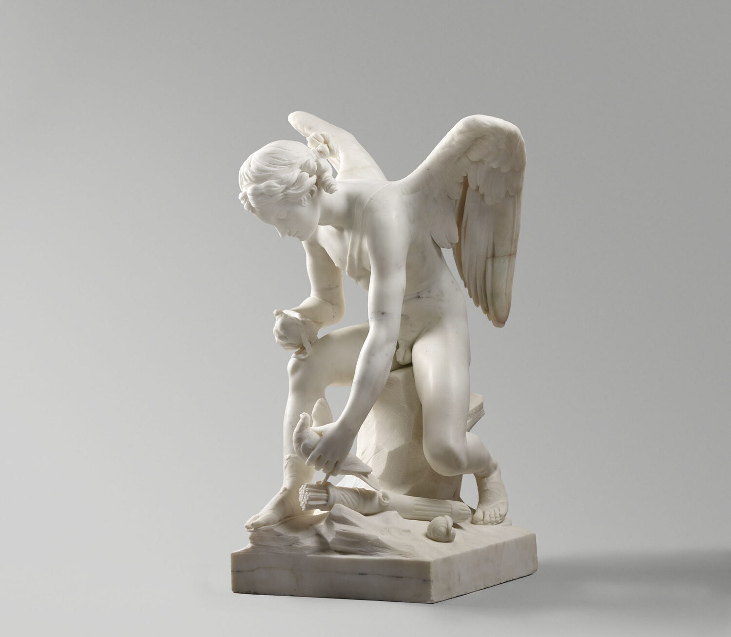 L'Amour assis au bord de la mer rassemblant les colombes du char de Vénus, Vassé, Louis-Claude, 1755