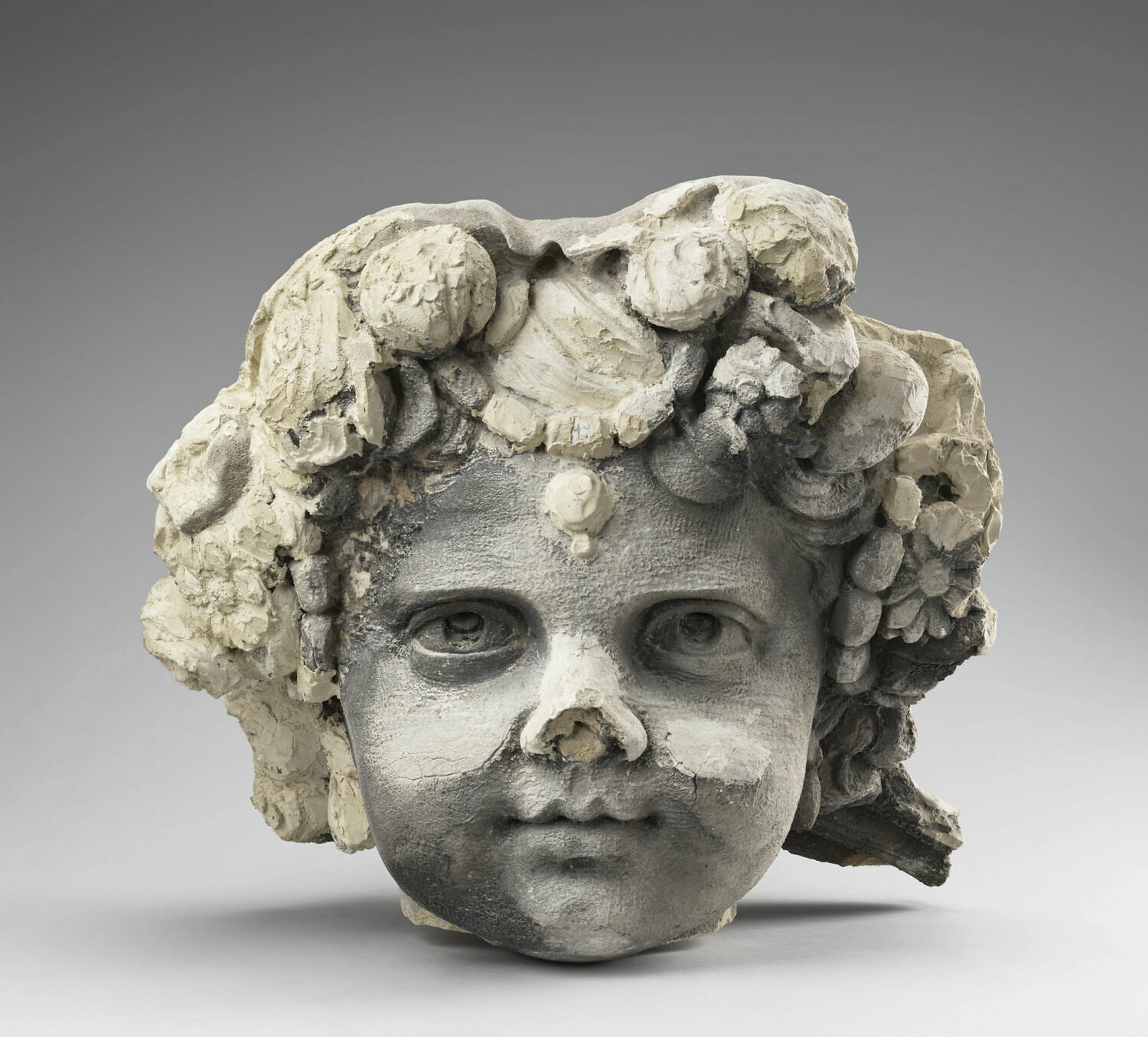 Tête d'enfant couronné de fleurs, Chambard, Louis Léopold, 1855