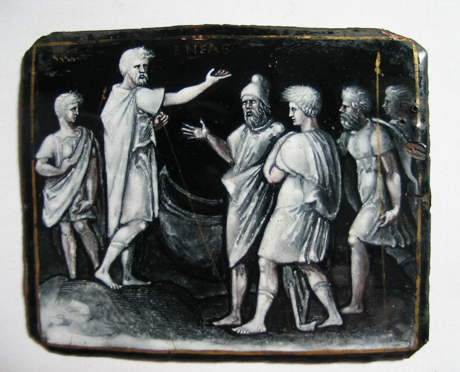 Plaque : Enée consolant les Troyens
