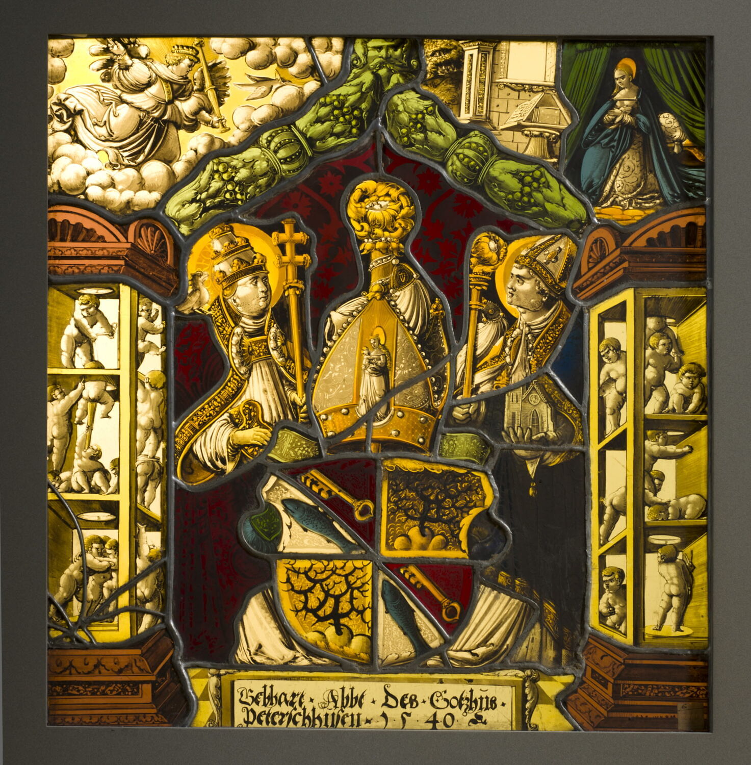 Panneau rectangulaire aux armes de Gebhard II Dornsperger, abbé de l'abbaye bénédictine de Petershausen (Constance) de 1526 à 1556